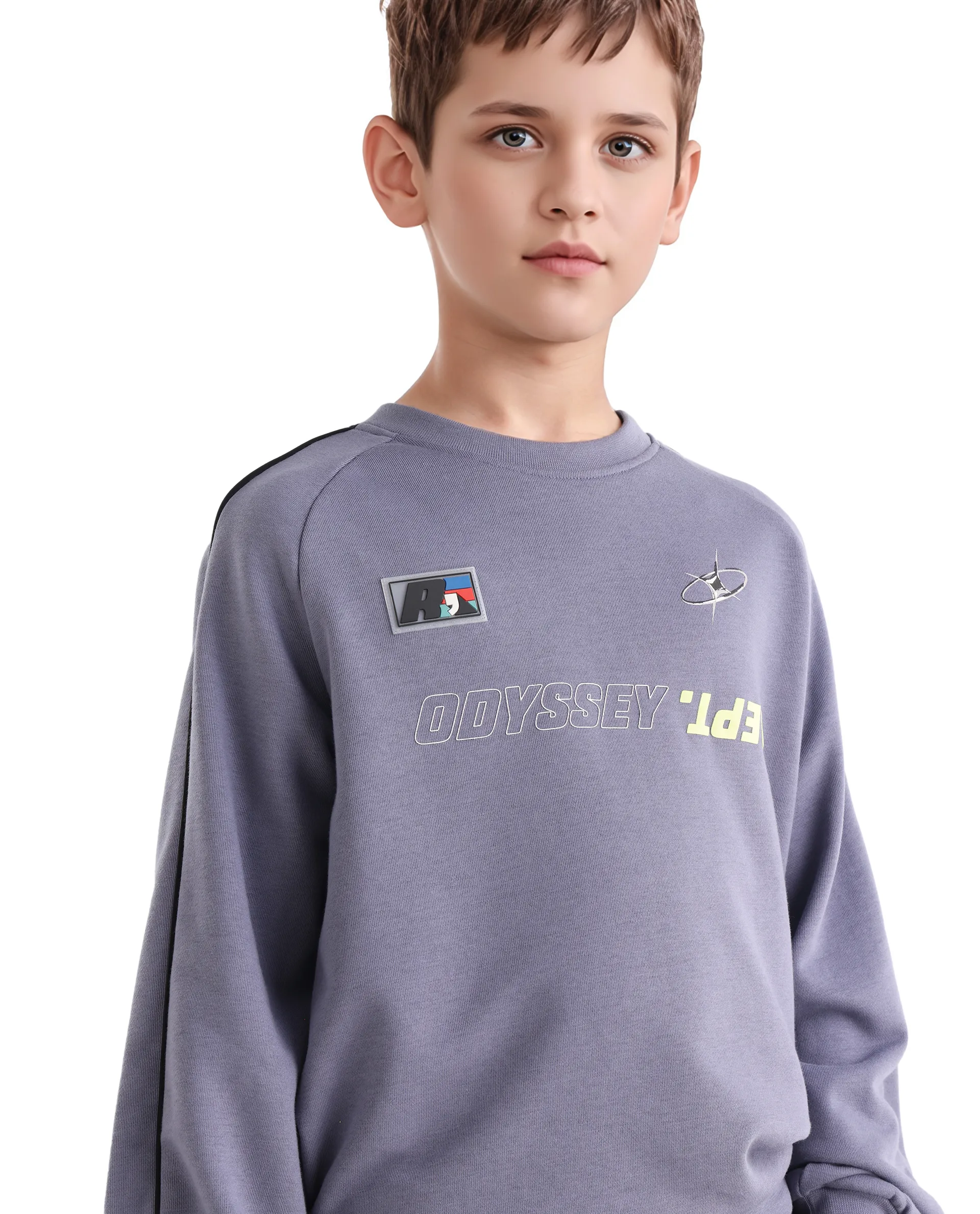 Rare Ones Kids Jag Dusky Purple Cotton Blend Hd Print Oversized Sweatshirt - Image 4