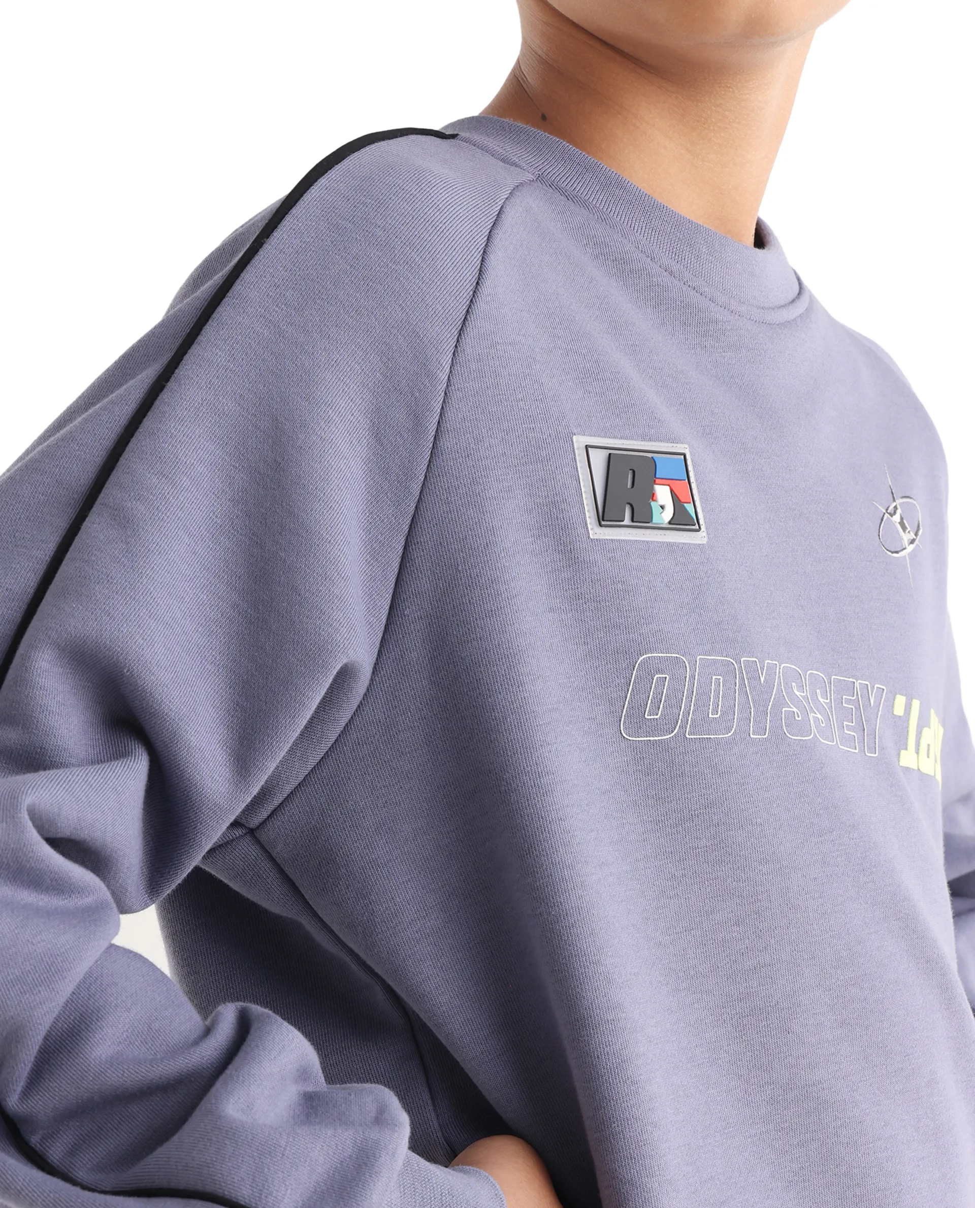Rare Ones Kids Jag Dusky Purple Cotton Blend Hd Print Oversized Sweatshirt - Image 5