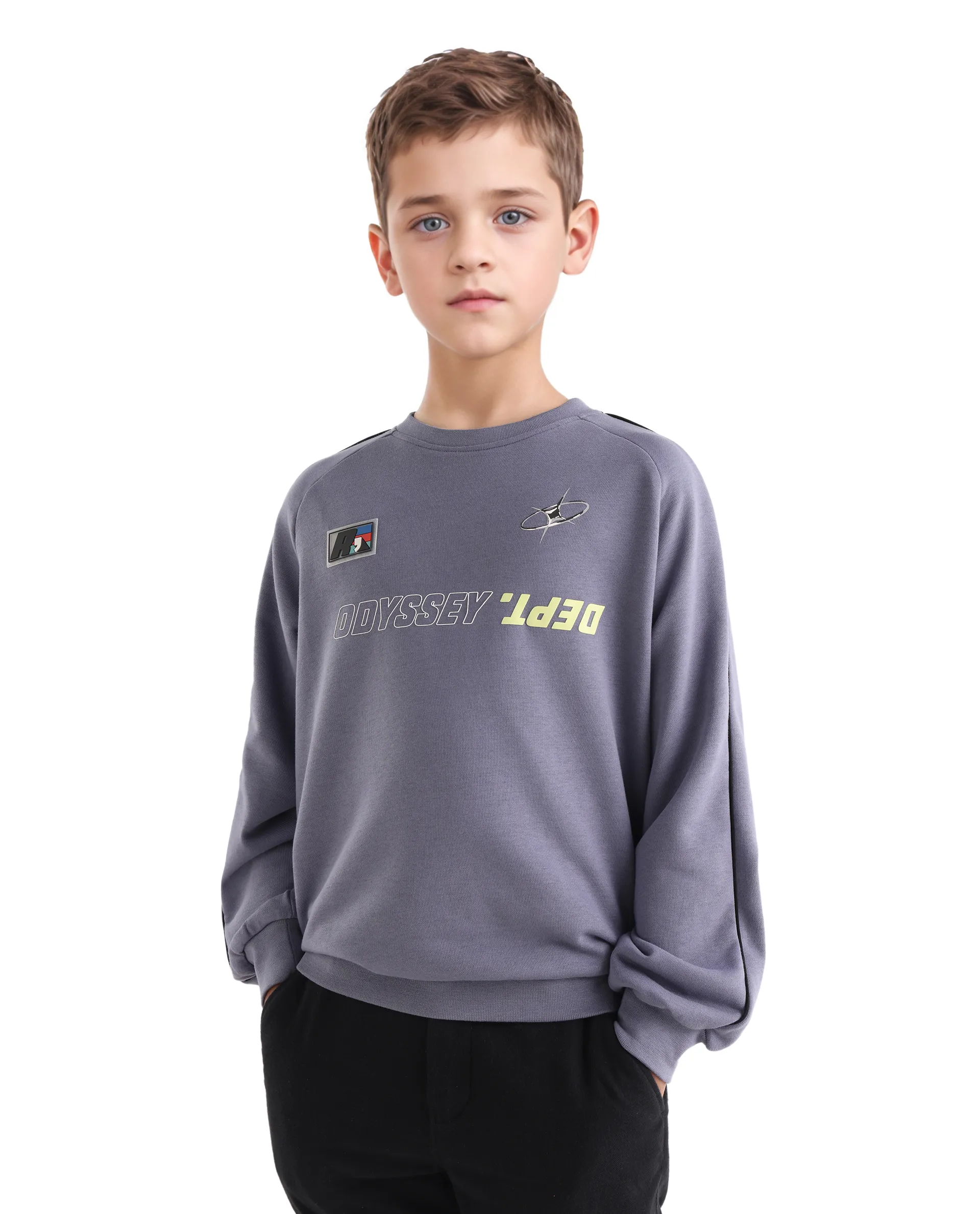 Rare Ones Kids Jag Dusky Purple Cotton Blend Hd Print Oversized Sweatshirt - Image 6