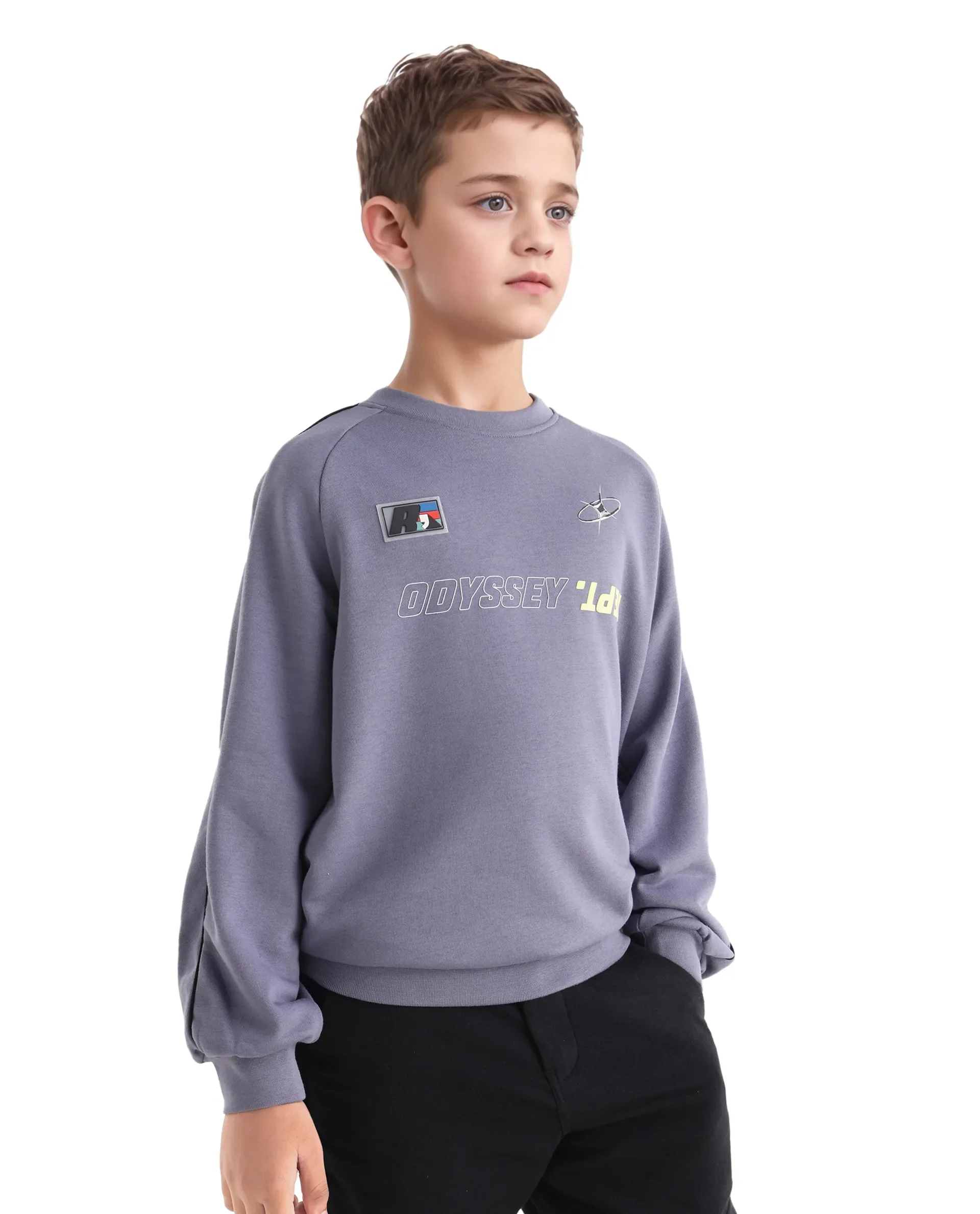 Rare Ones Kids Jag Dusky Purple Cotton Blend Hd Print Oversized Sweatshirt - Image 7