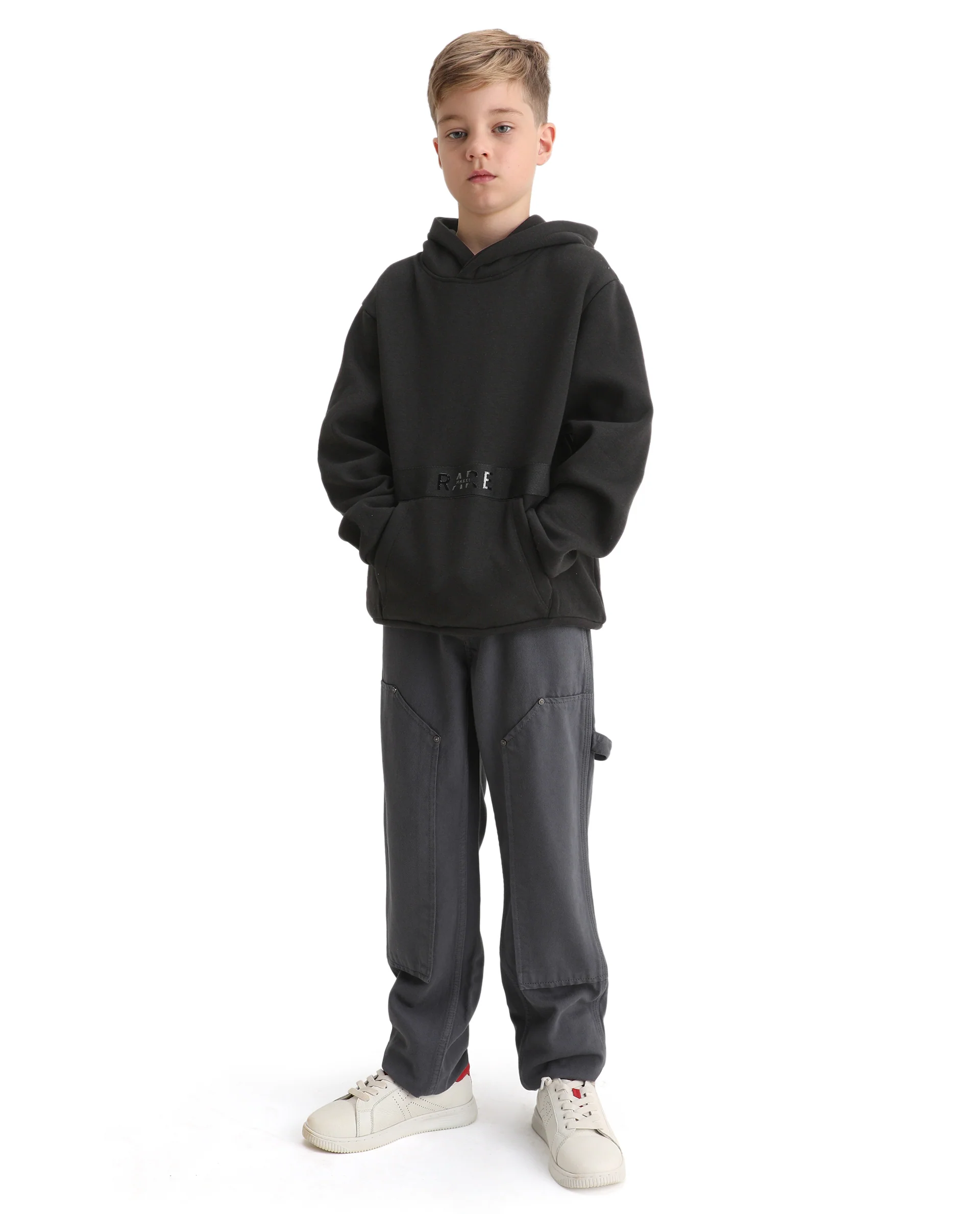 Rare Ones Kids Nexa-K Black Cotton Blend Hooded Boxy Fit Sweatshirt - Image 2