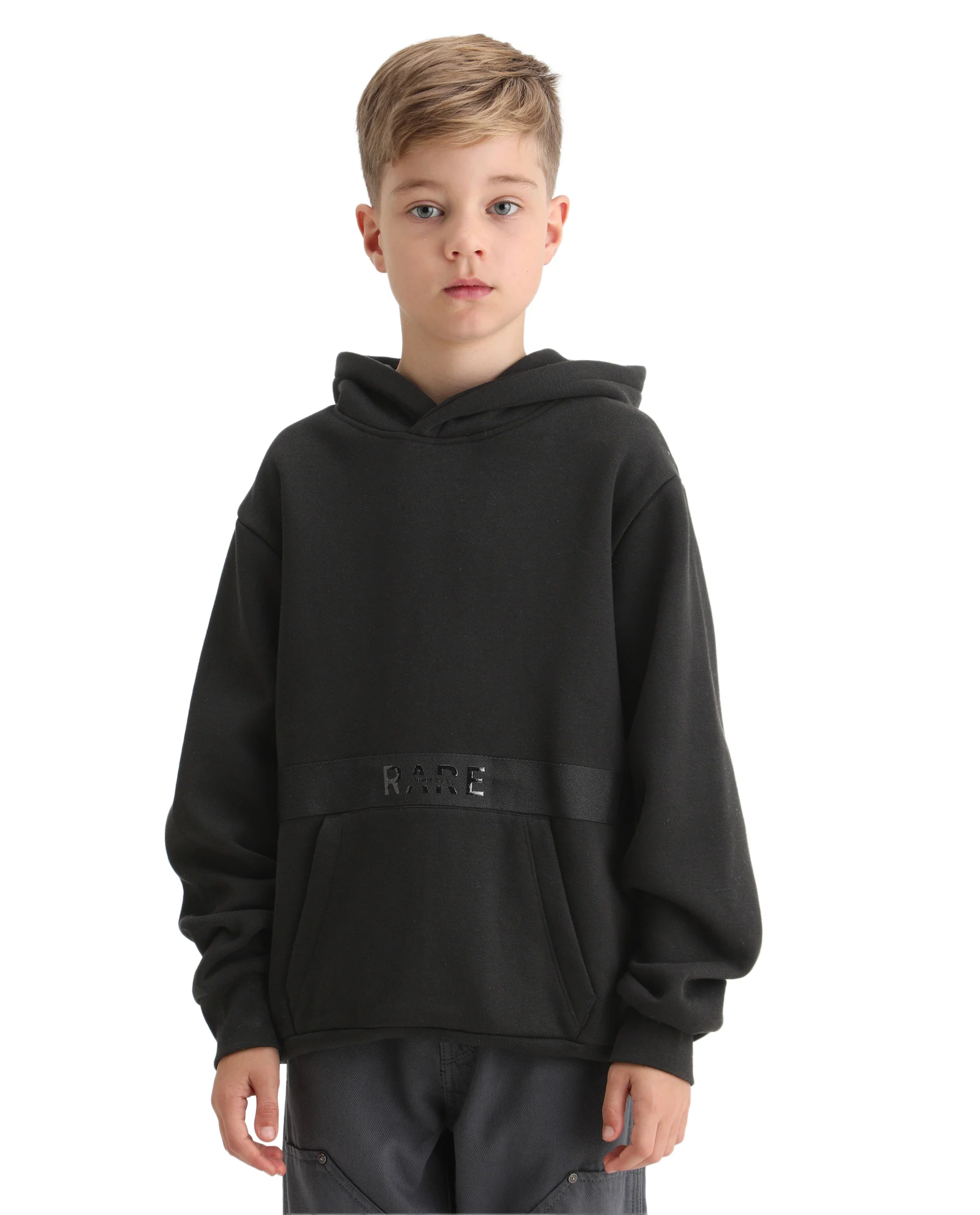 Rare Ones Kids Nexa-K Black Cotton Blend Hooded Boxy Fit Sweatshirt - Image 3