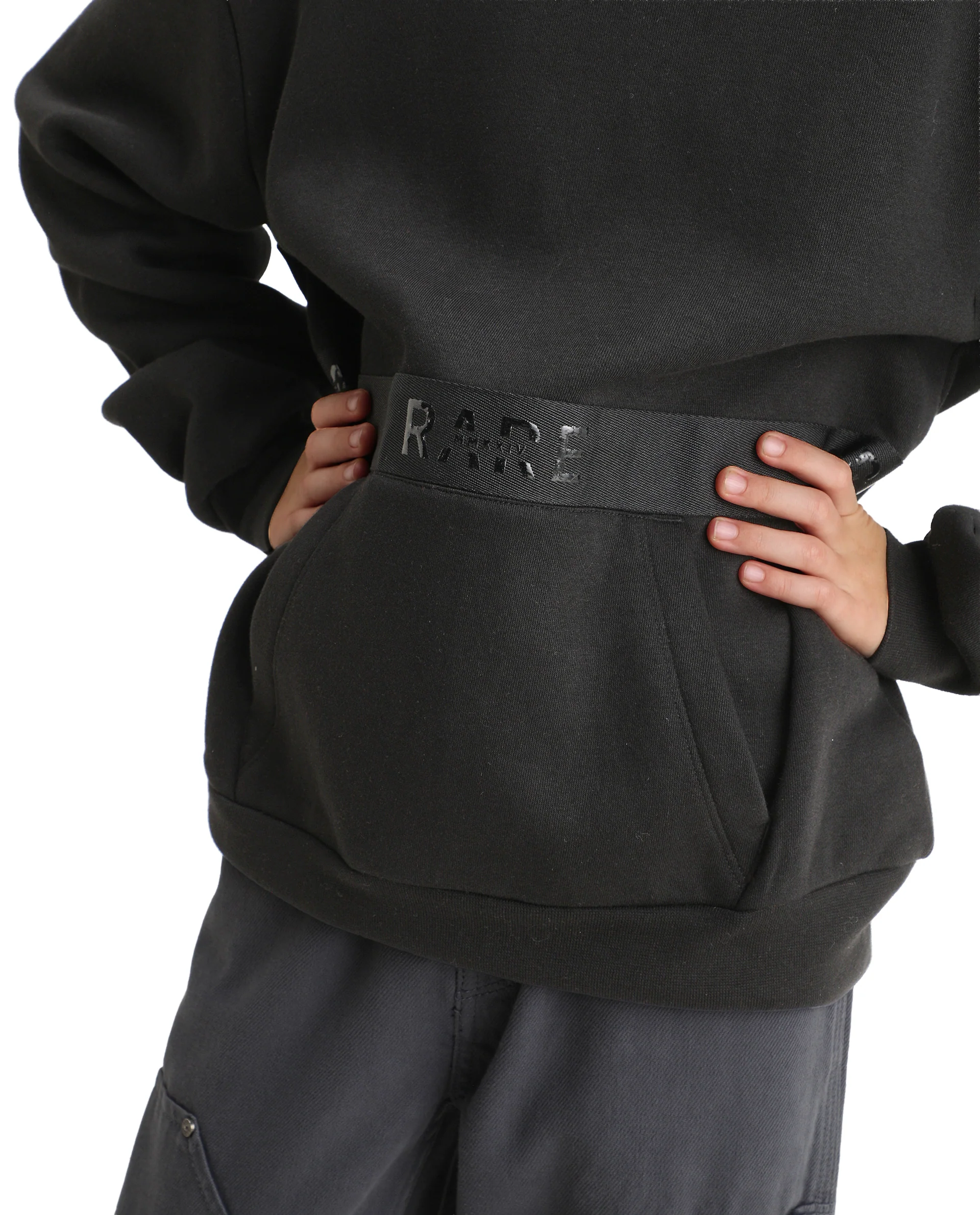 Rare Ones Kids Nexa-K Black Cotton Blend Hooded Boxy Fit Sweatshirt - Image 4