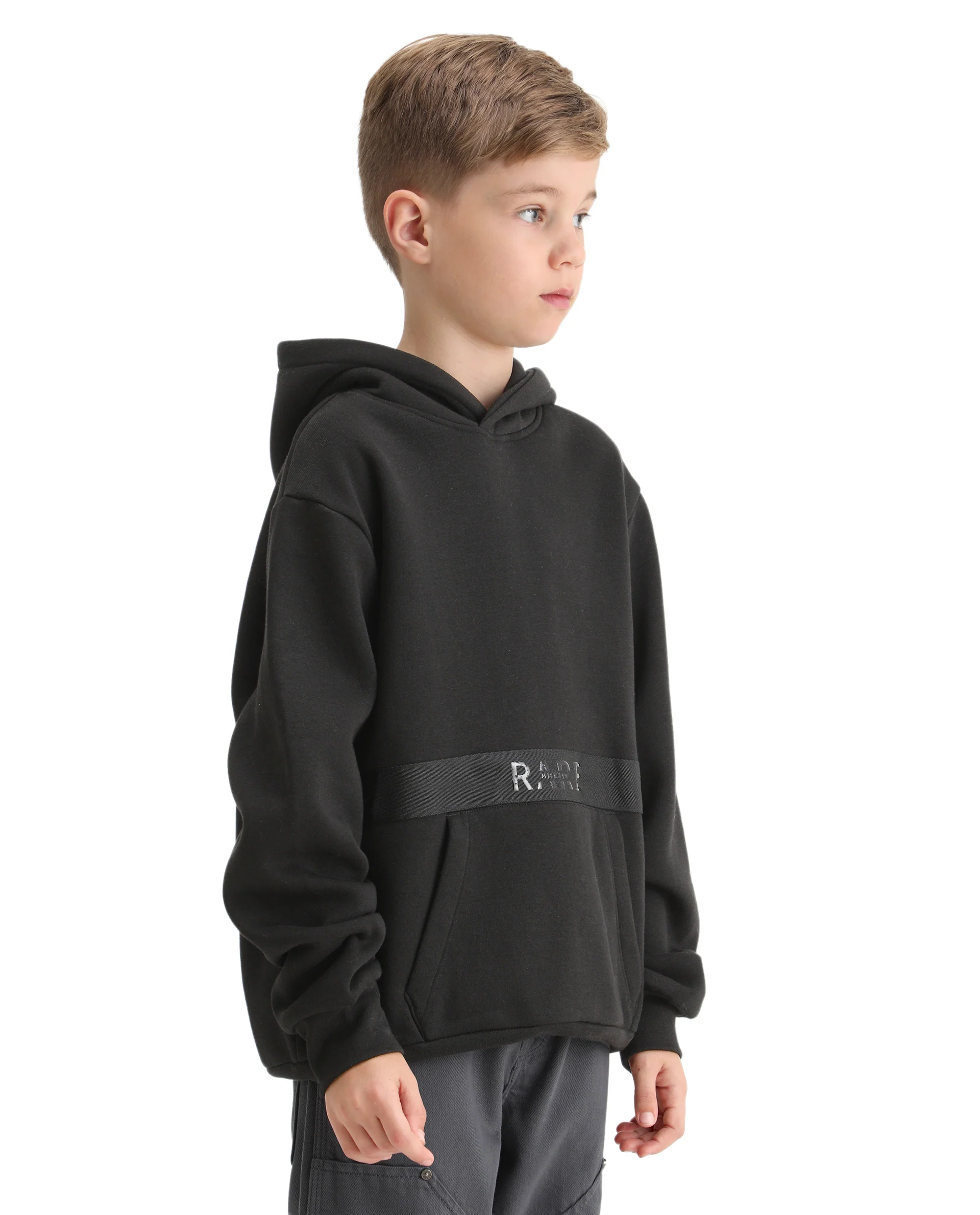 Rare Ones Kids Nexa-K Black Cotton Blend Hooded Boxy Fit Sweatshirt - Image 6