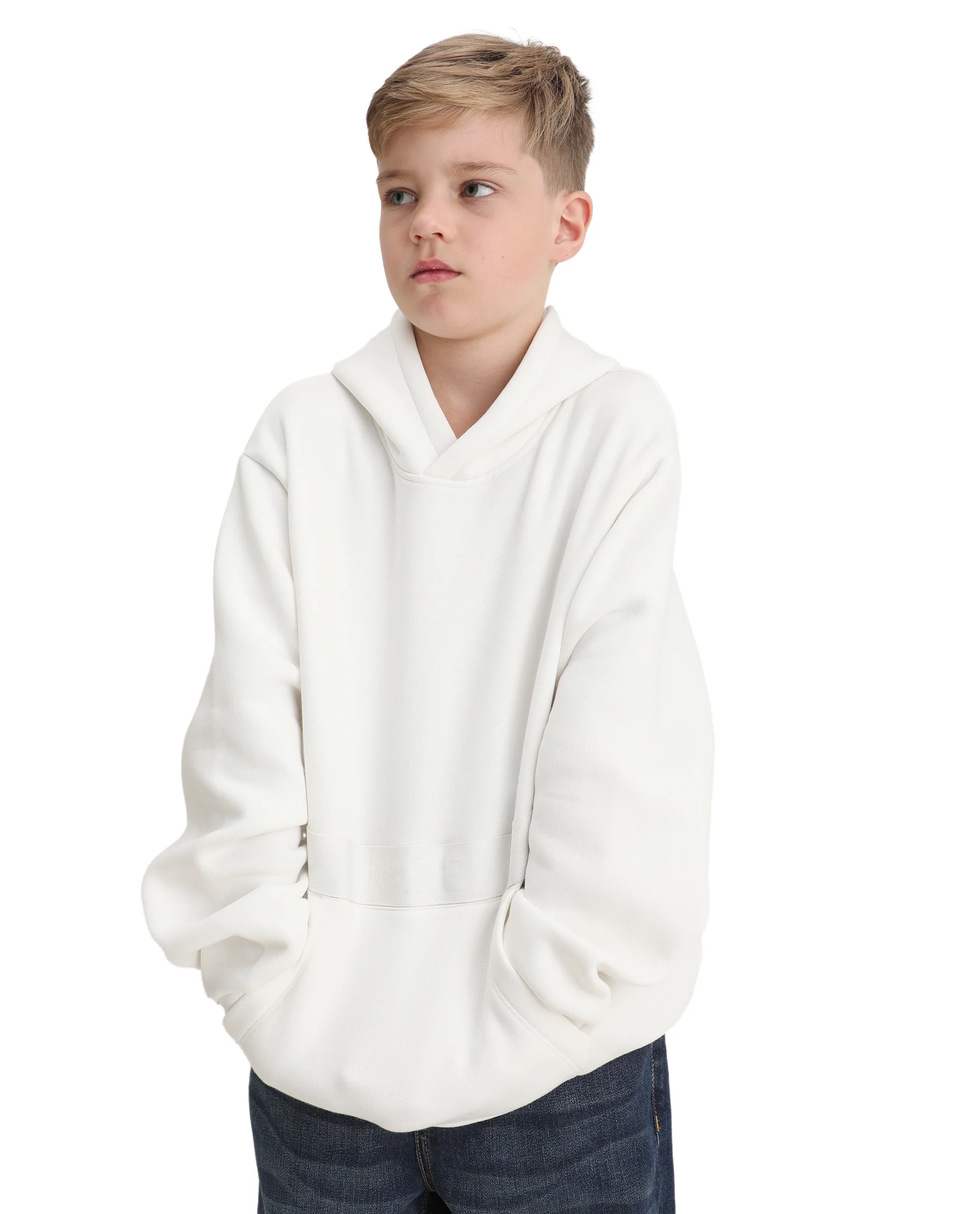 Rare Ones Kids Nexa-K Off White Cotton Blend Hooded Boxy Fit Sweatshirt