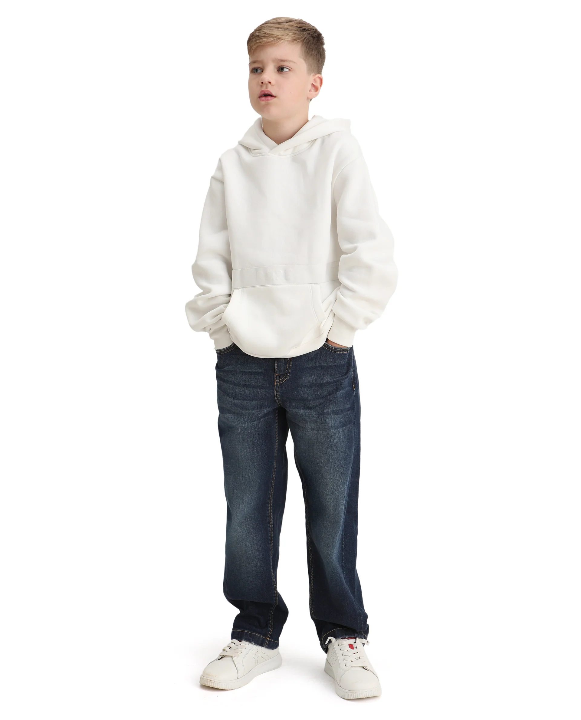Rare Ones Kids Nexa-K Off White Cotton Blend Hooded Boxy Fit Sweatshirt - Image 2