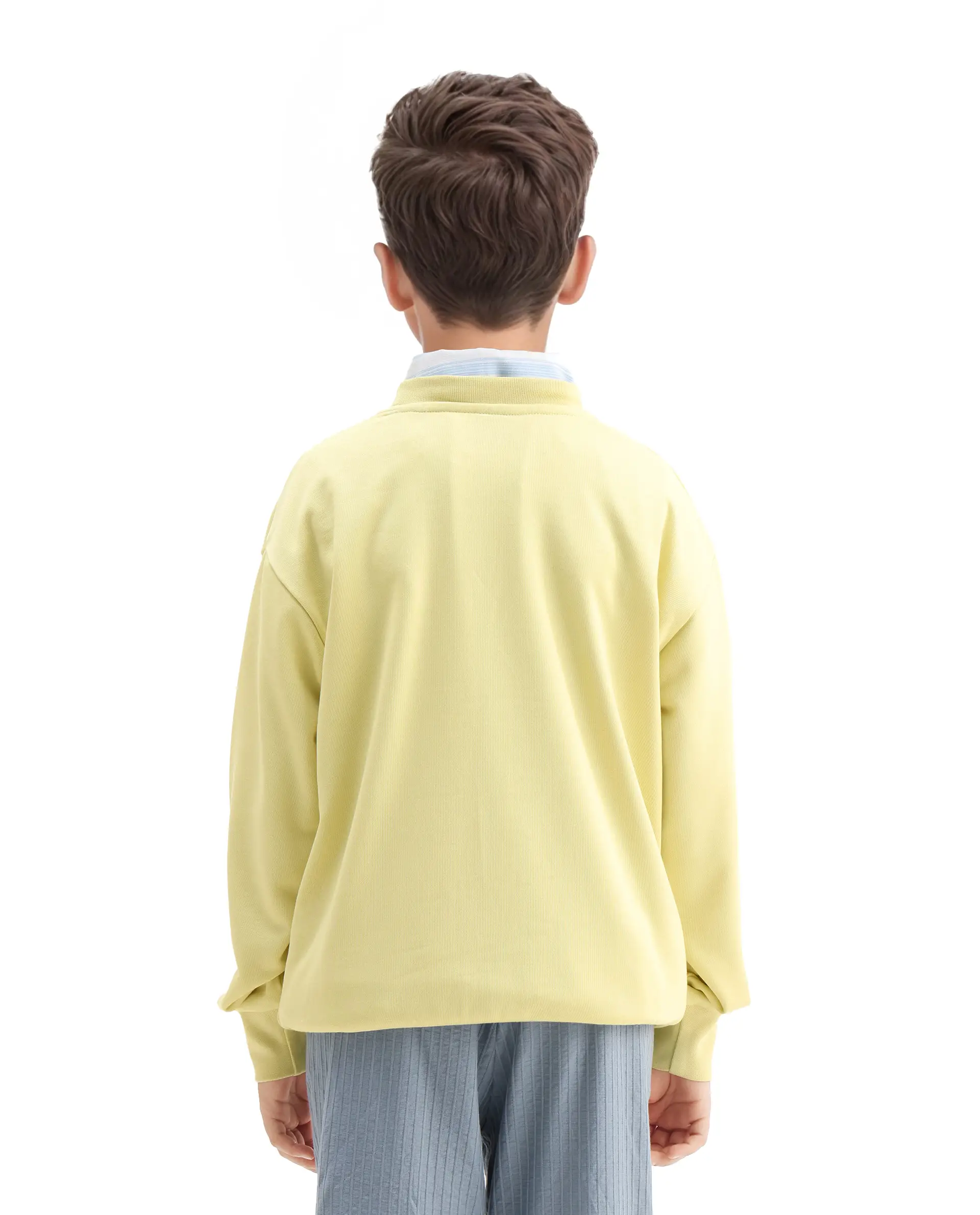 Rare Ones Kids Oslo Light Yellow Cotton Blend Pigment Print Oversized Sweatshirt - Image 7