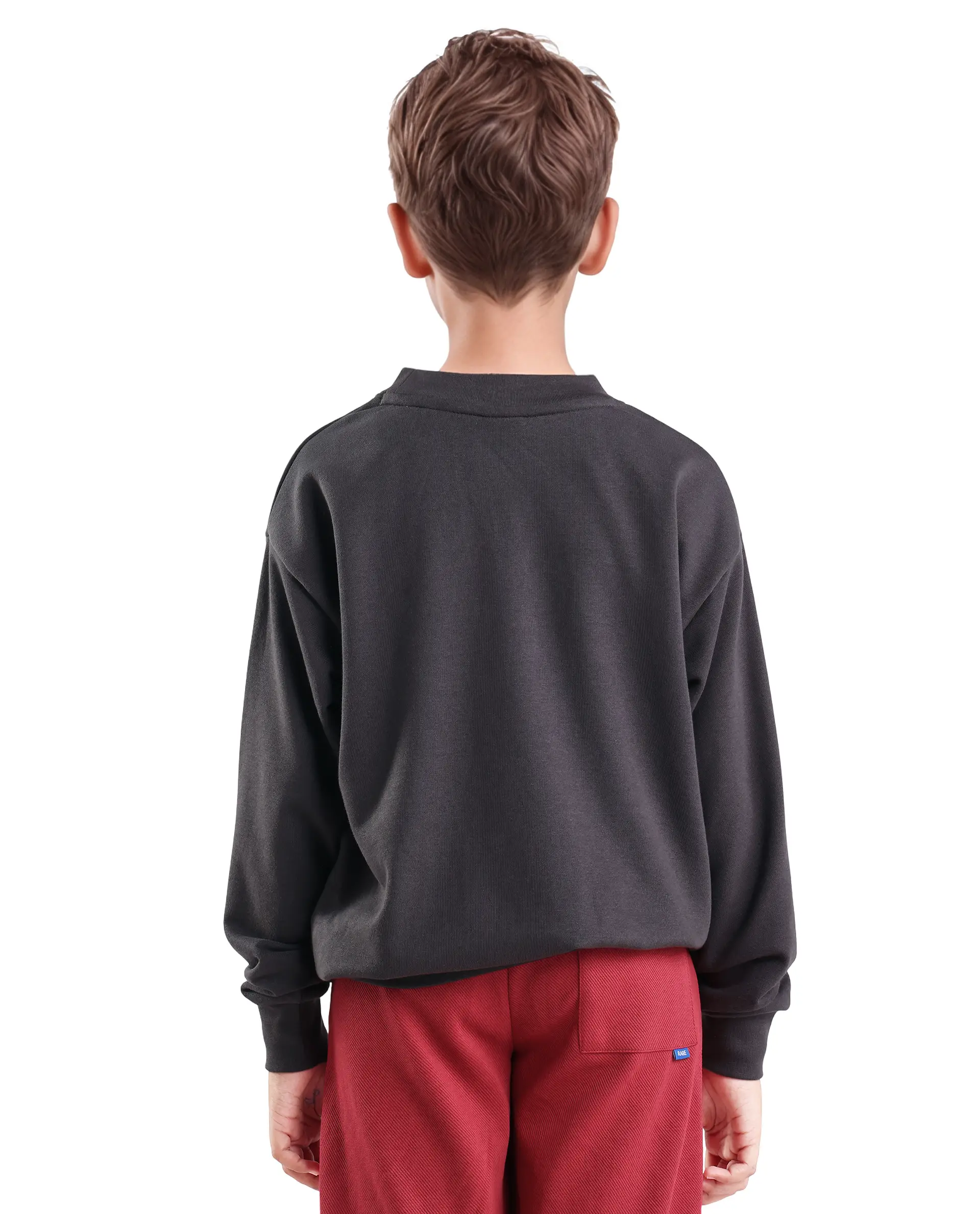 Rare Ones Kids Riker Dark Grey Cotton Pull On Crew Neck Full Sleeves Fit Sweatshirt - Image 7