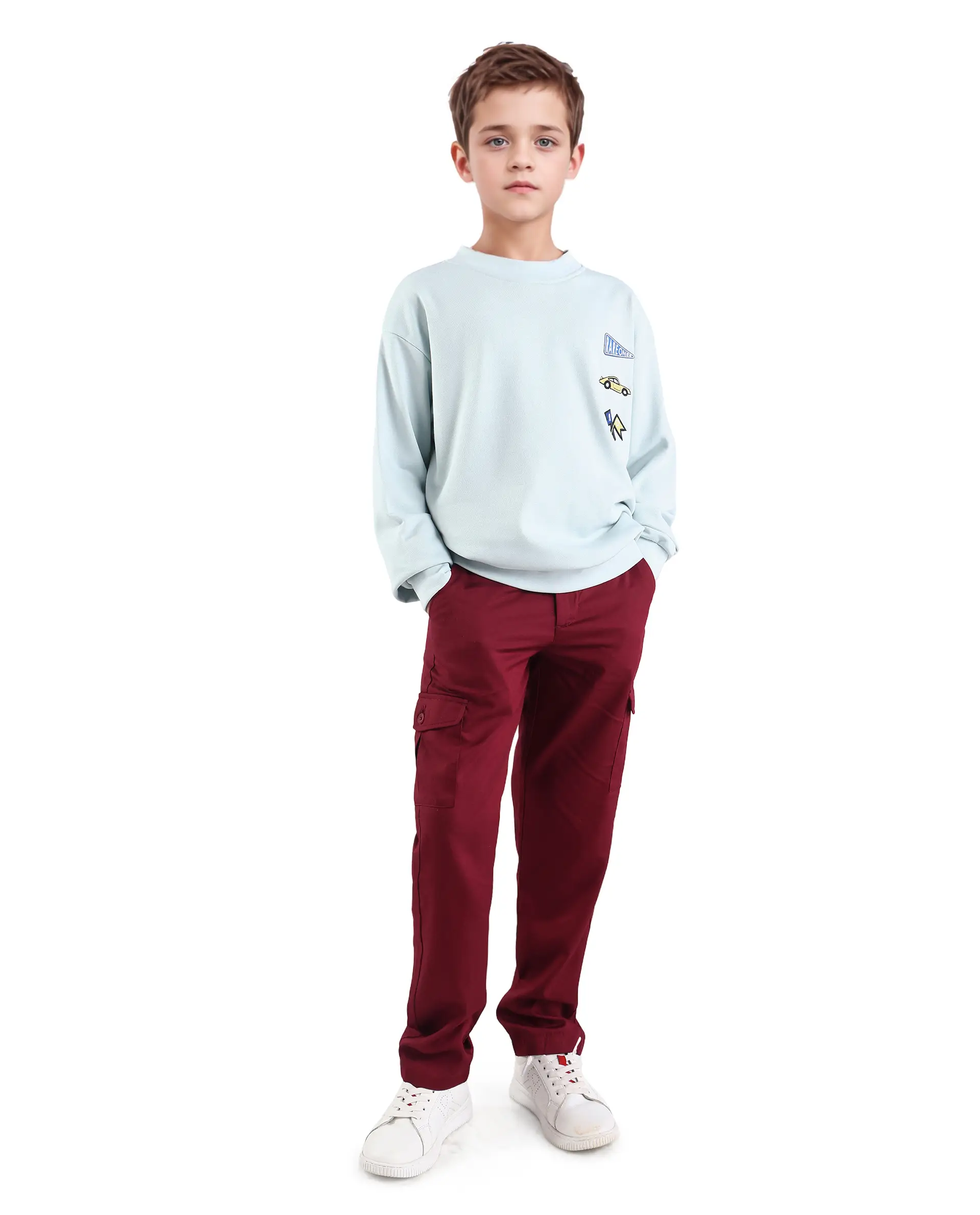 Rare Ones Kids Riker Pastel Blue Cotton Pull On Crew Neck Full Sleeves Fit Sweatshirt - Image 2