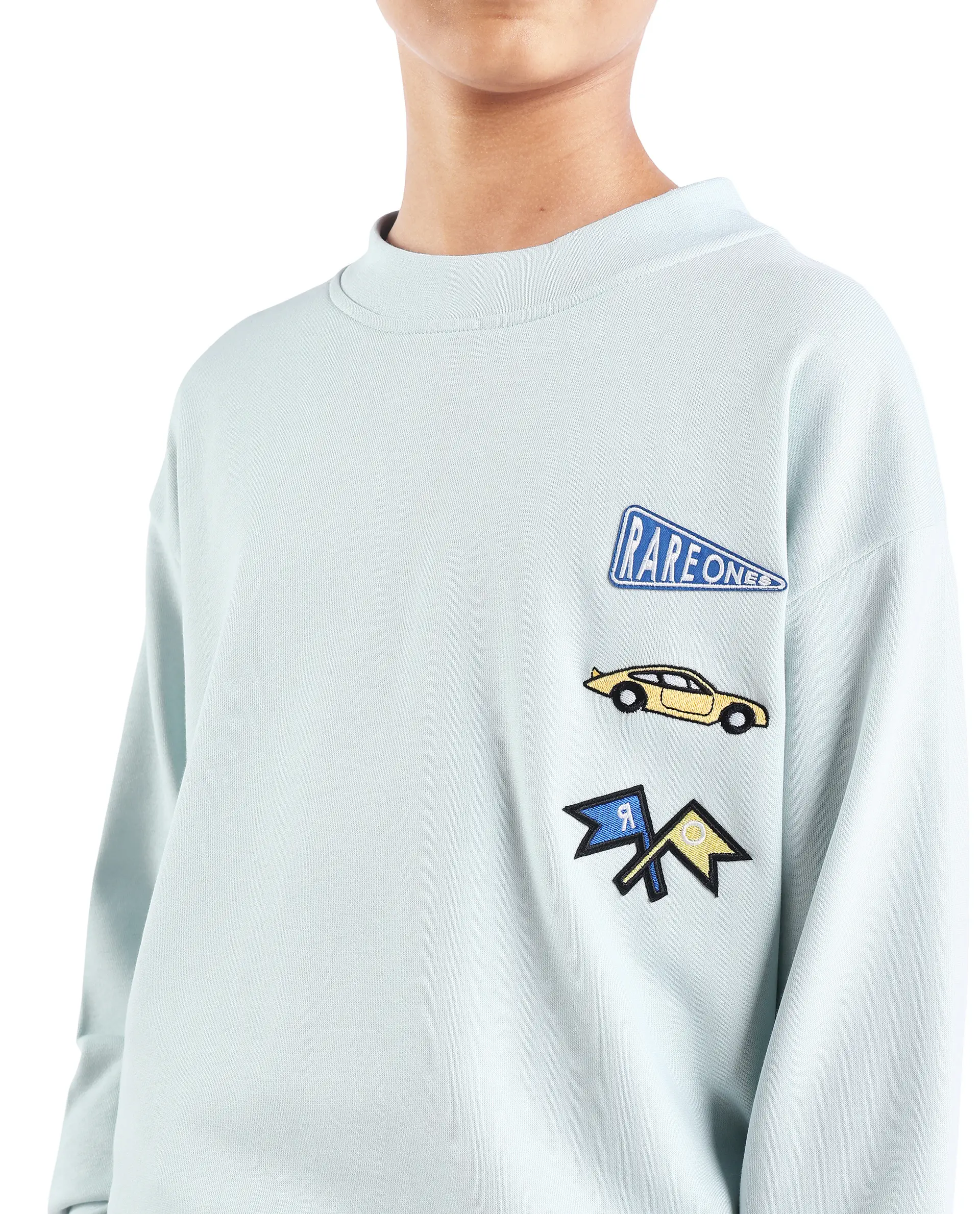Rare Ones Kids Riker Pastel Blue Cotton Pull On Crew Neck Full Sleeves Fit Sweatshirt - Image 4