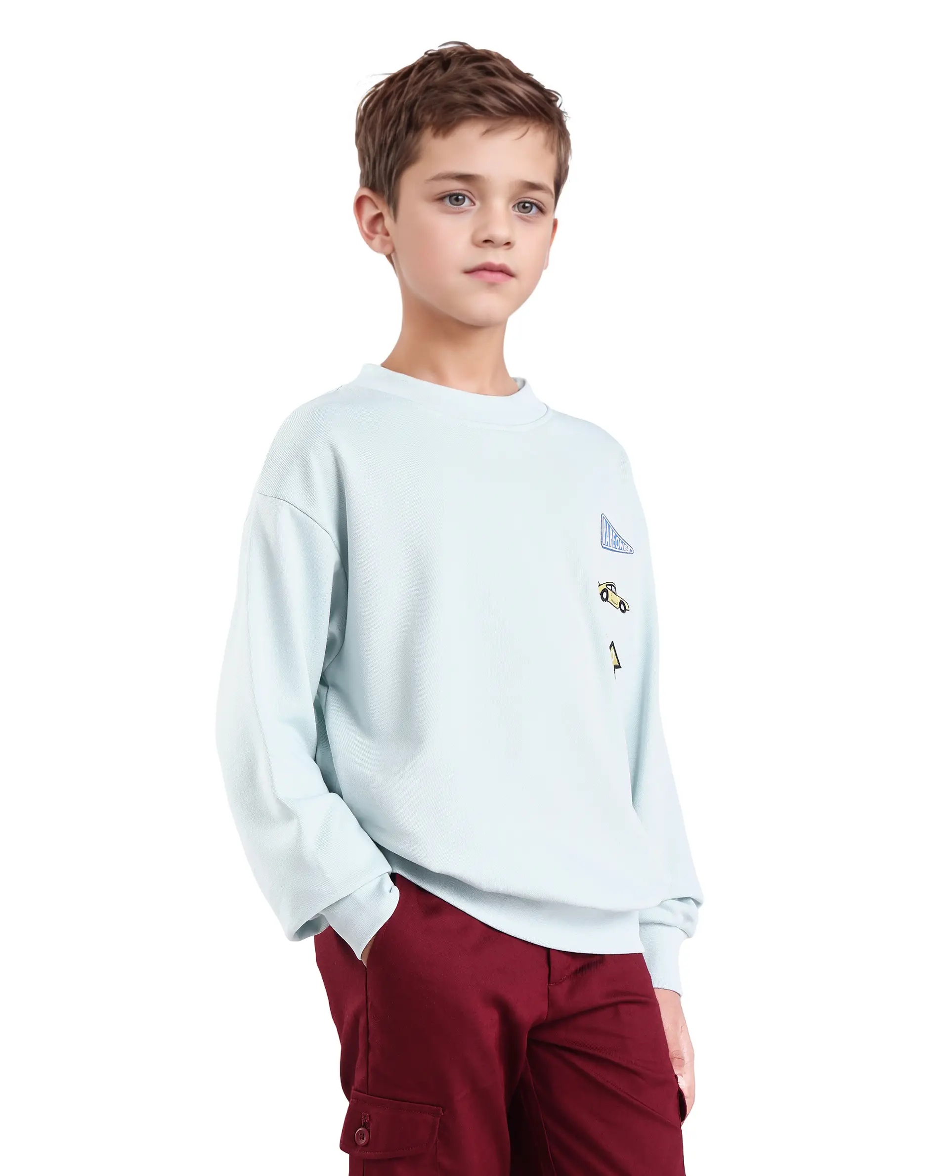 Rare Ones Kids Riker Pastel Blue Cotton Pull On Crew Neck Full Sleeves Fit Sweatshirt - Image 6