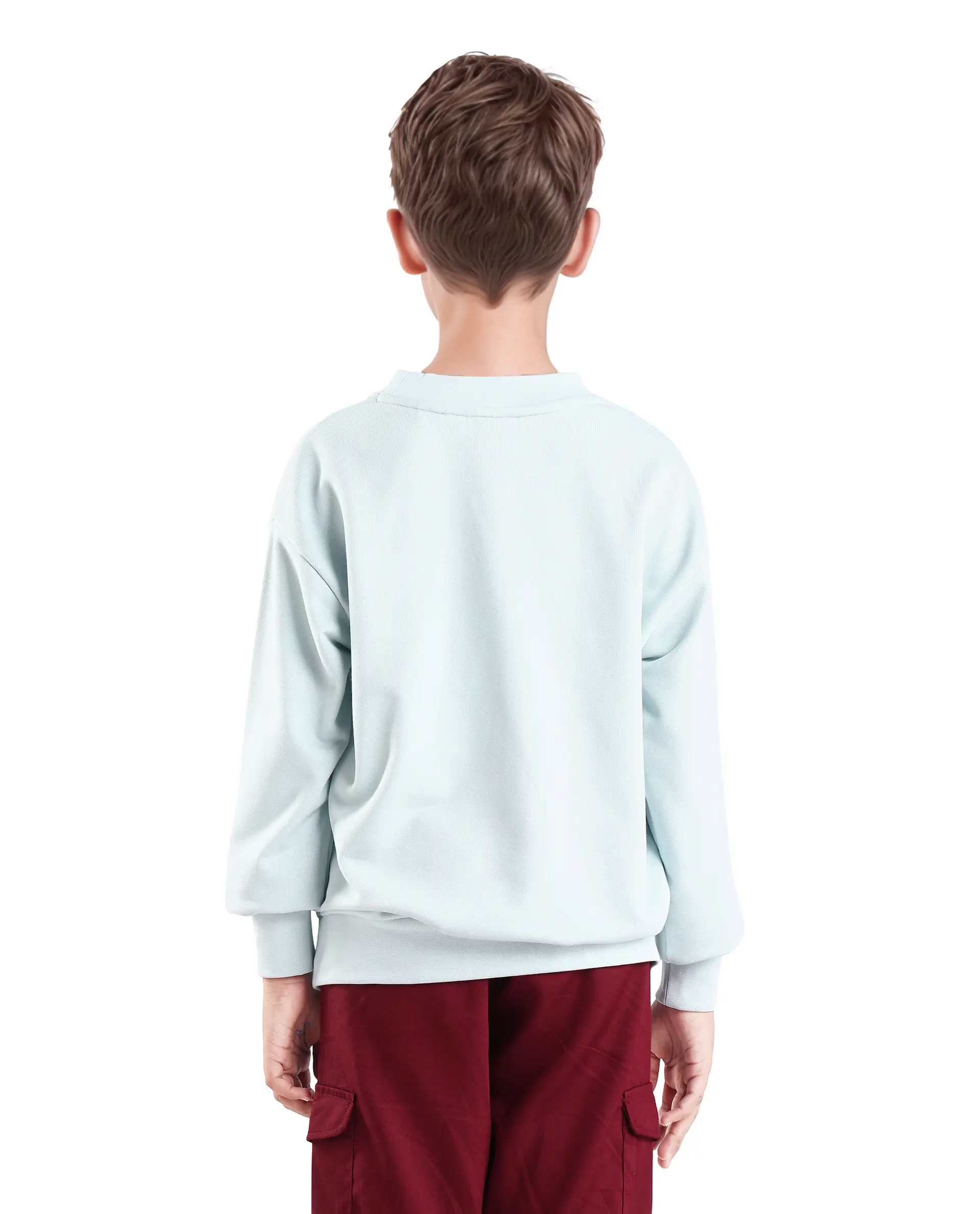 Rare Ones Kids Riker Pastel Blue Cotton Pull On Crew Neck Full Sleeves Fit Sweatshirt - Image 7