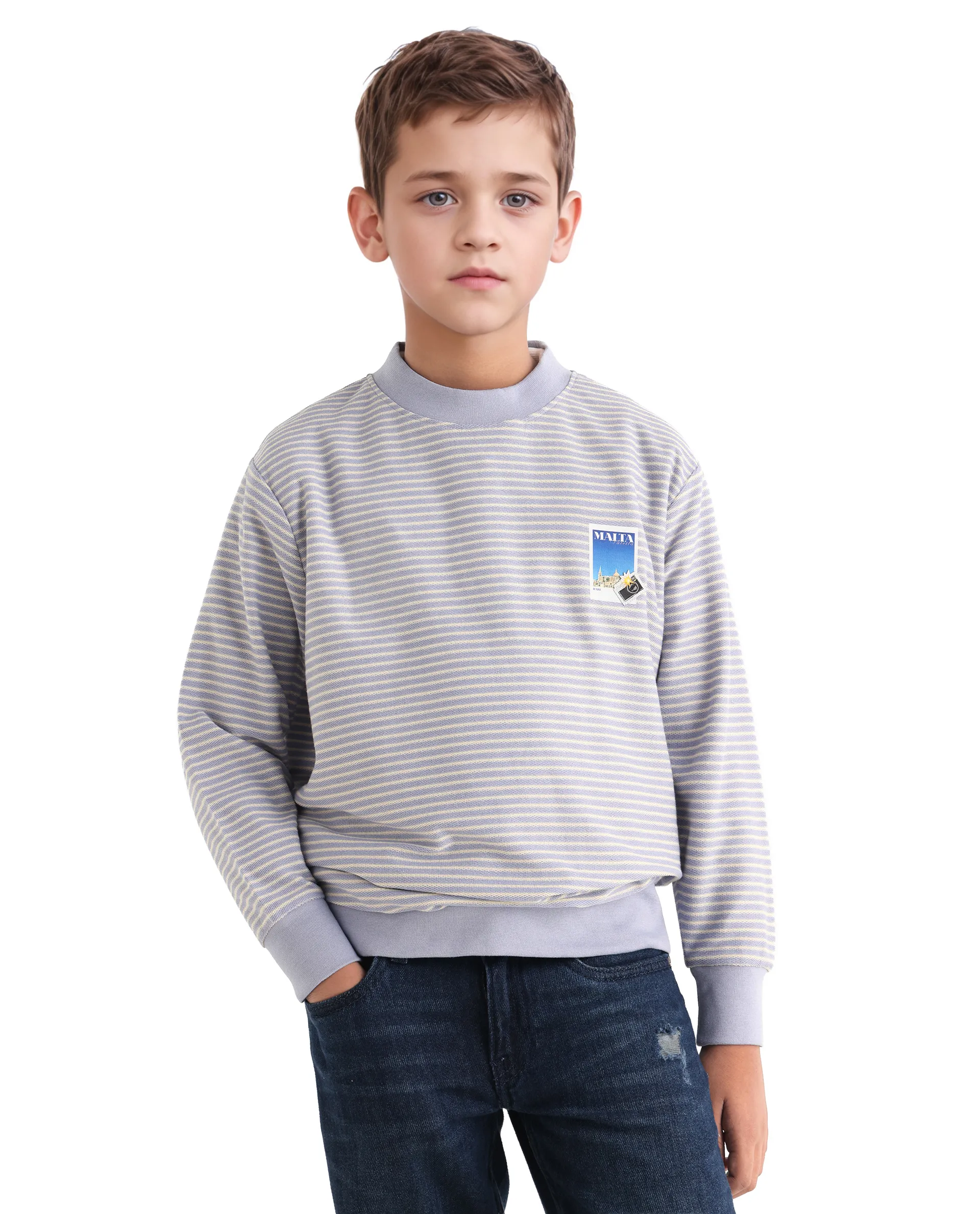 Rare Ones Kids Rosco Light Purple Cotton Printed Oversized Sweatshirt