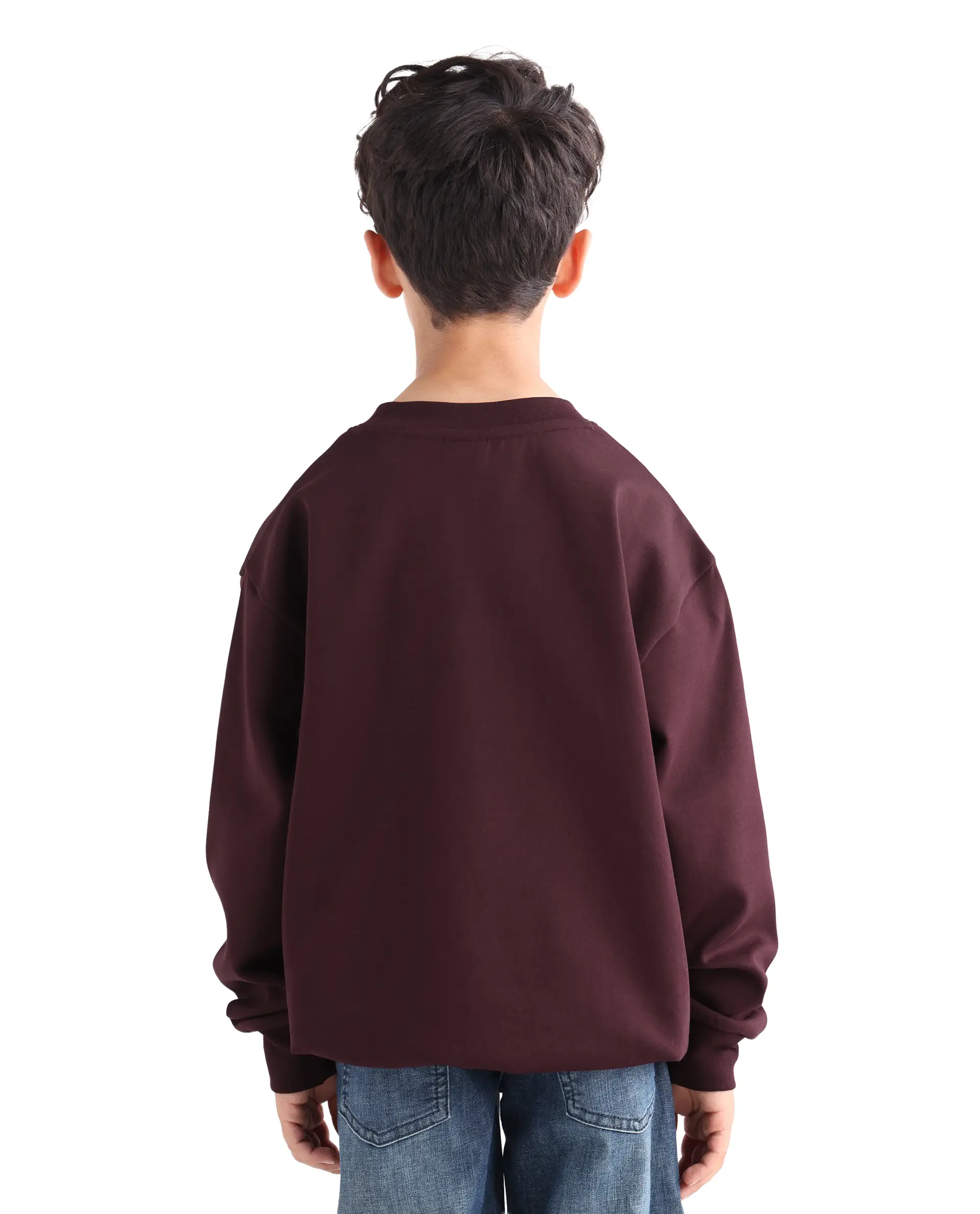Rare Ones Kids Rune Dark Maroon Cotton Blend Pull-On Closure Solid Full Sleeves Oversized Sweatshirt - Image 8