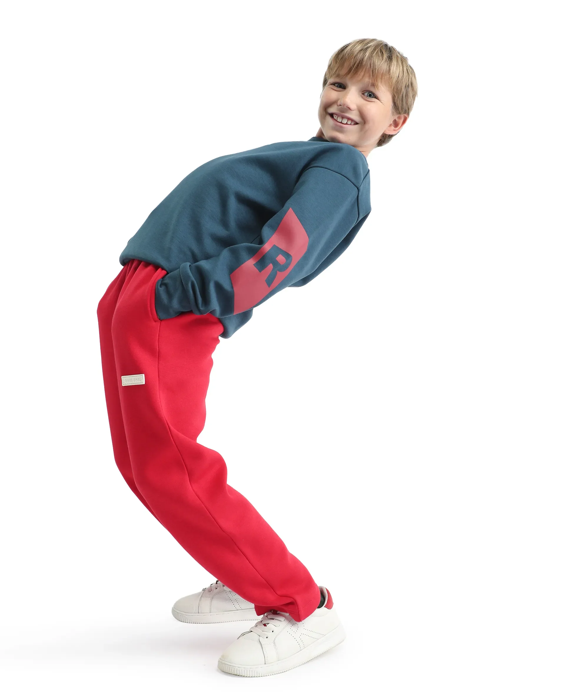 Rare Ones Kids Seron-25 Dark Teal Cotton Blend Pull-On Closure Placement Print Full Sleeves Oversized Sweatshirt - Image 2