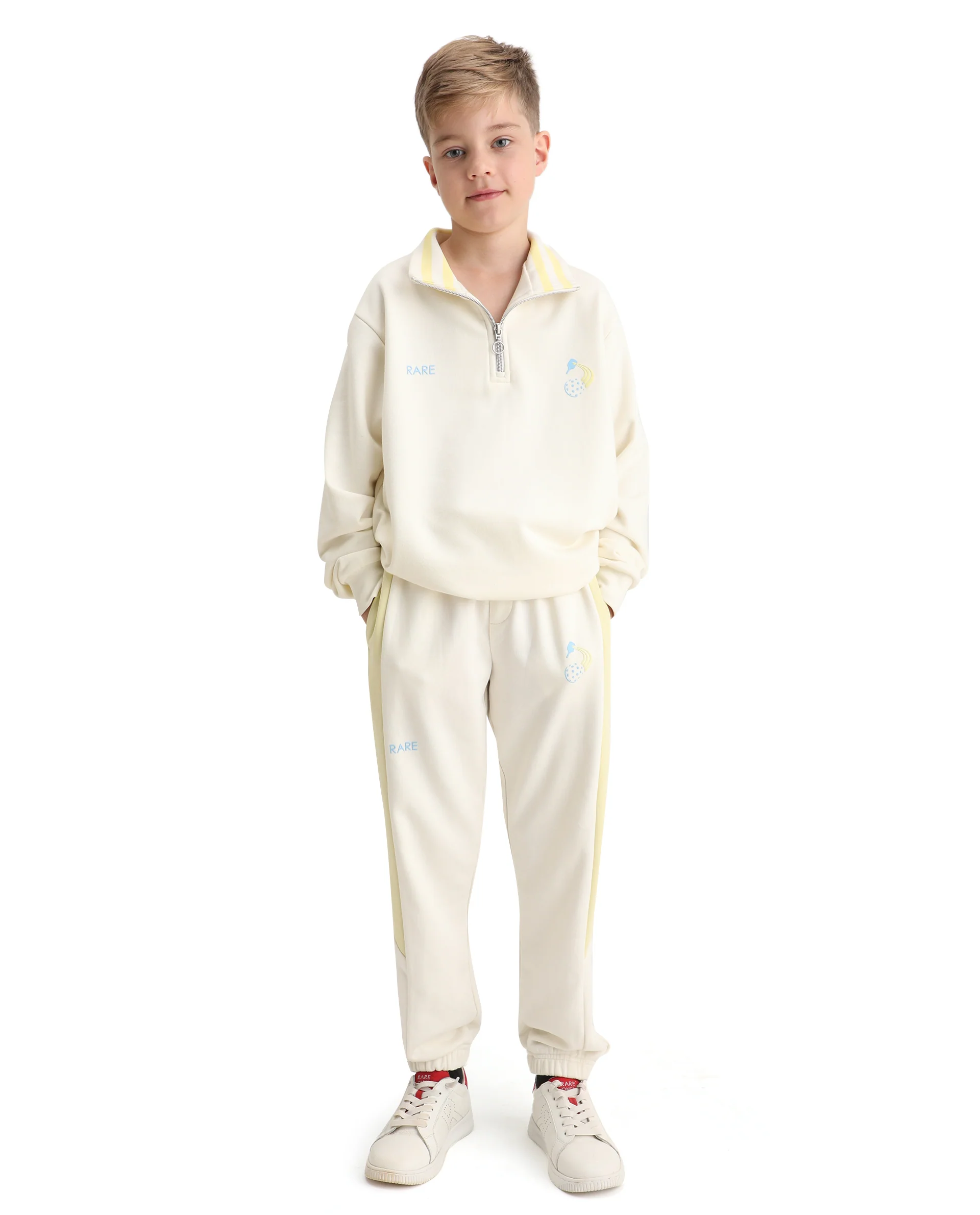 Rare Ones Kids Tage Off White Cotton Blend Zipper Closure Puff Print Oversized Sweatshirt - Image 2