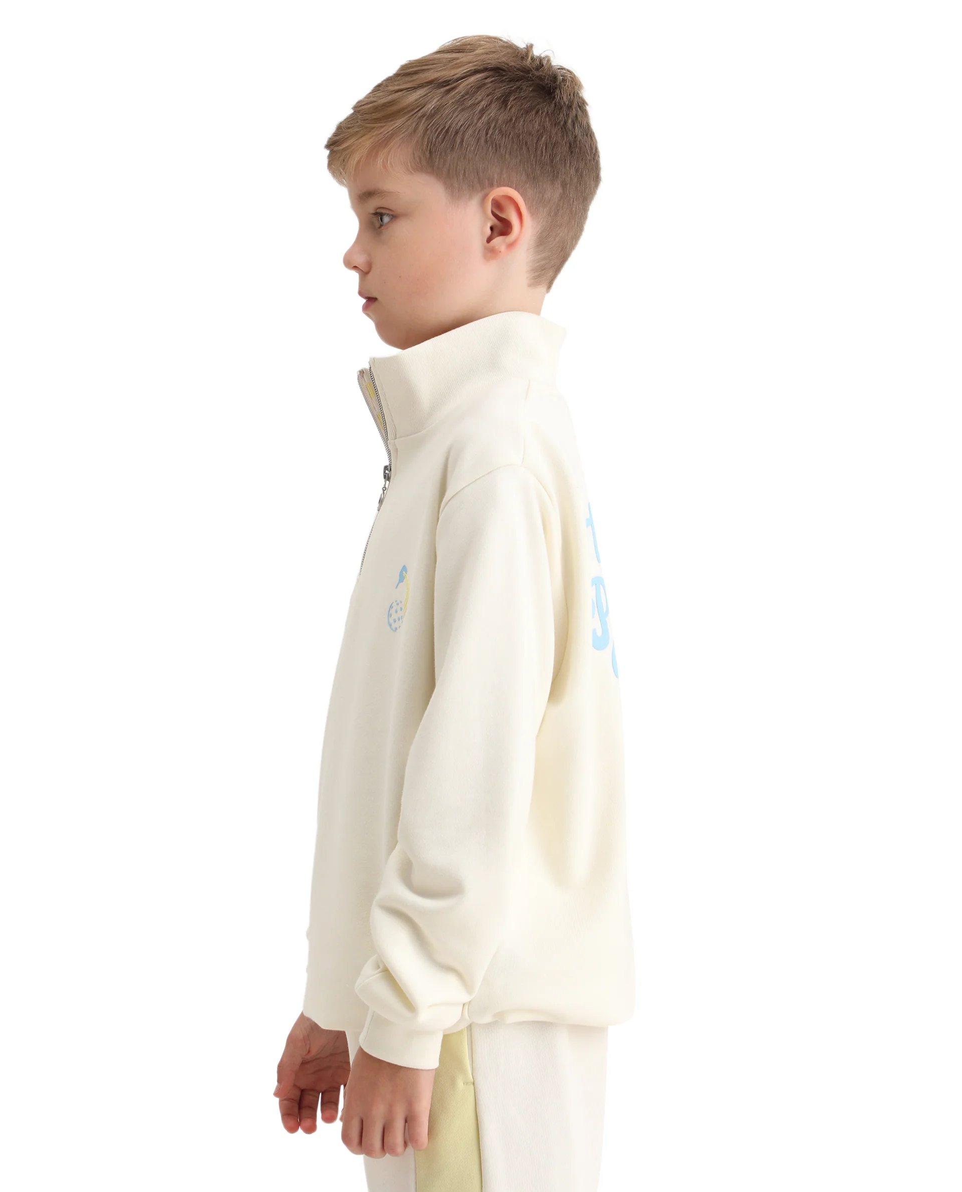 Rare Ones Kids Tage Off White Cotton Blend Zipper Closure Puff Print Oversized Sweatshirt - Image 7