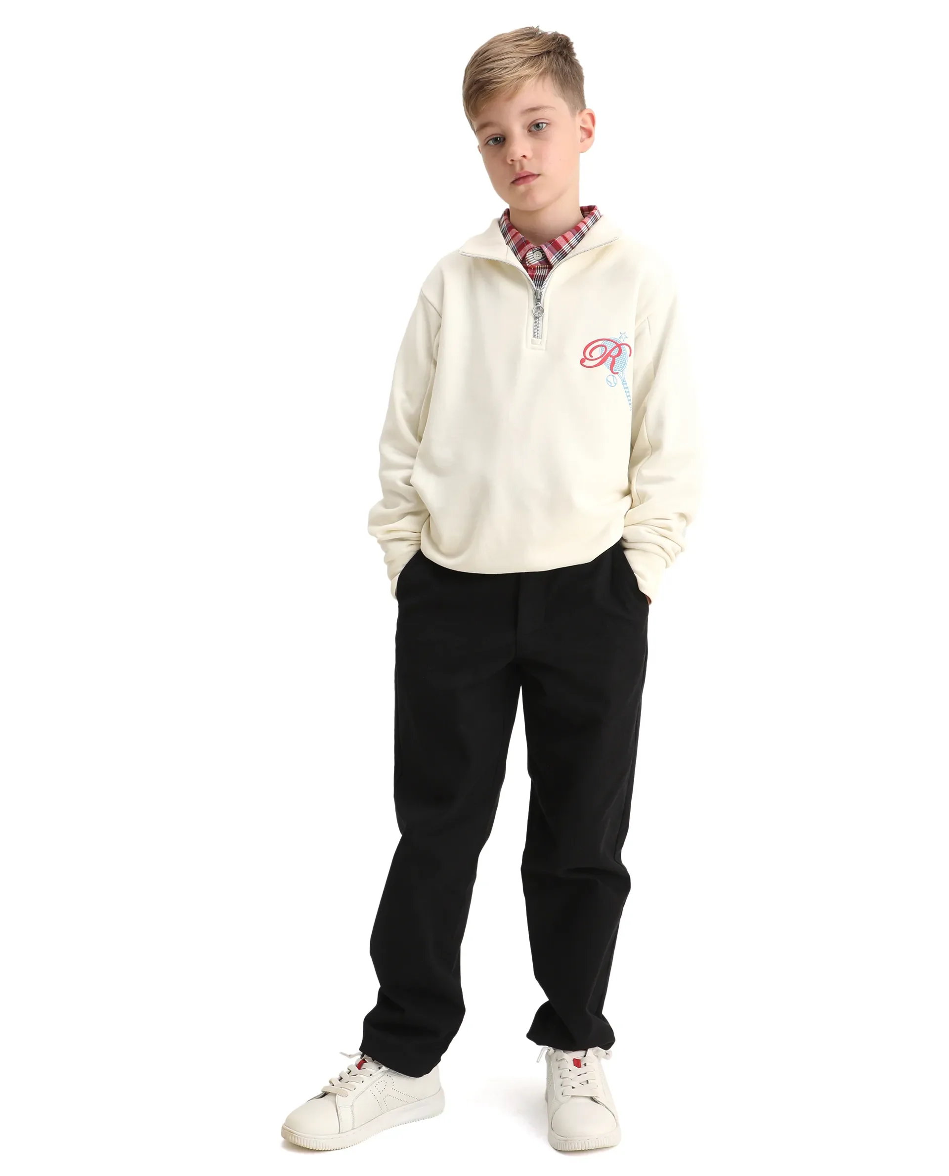 Rare Ones Kids Theo Off White Cotton Pull On Crew Neck Full Sleeves Fit Sweatshirt - Image 2