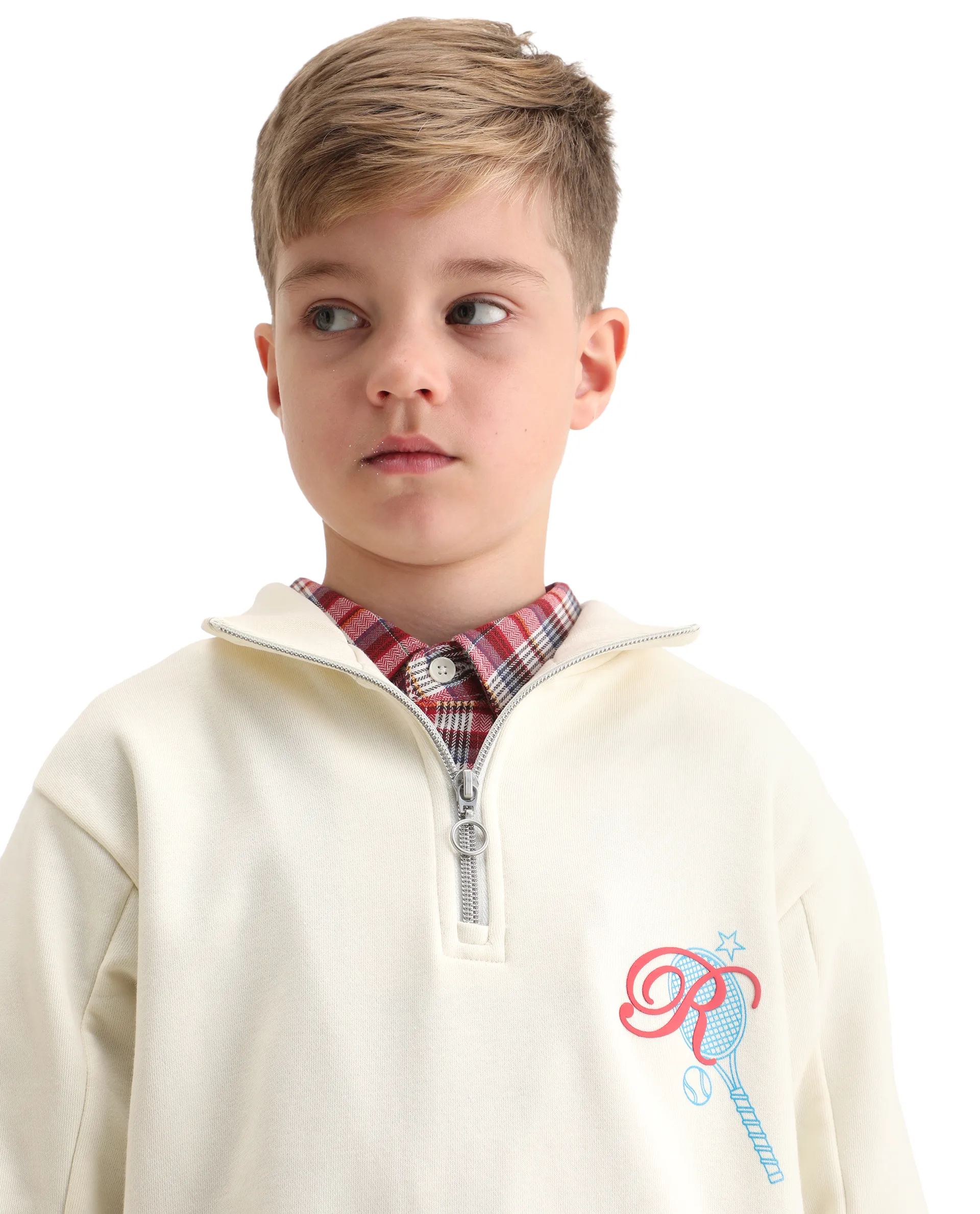 Rare Ones Kids Theo Off White Cotton Pull On Crew Neck Full Sleeves Fit Sweatshirt - Image 3
