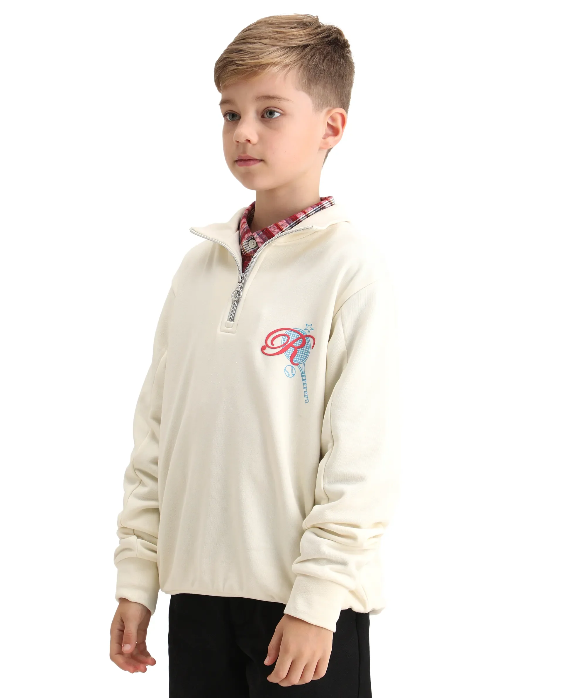 Rare Ones Kids Theo Off White Cotton Pull On Crew Neck Full Sleeves Fit Sweatshirt - Image 4