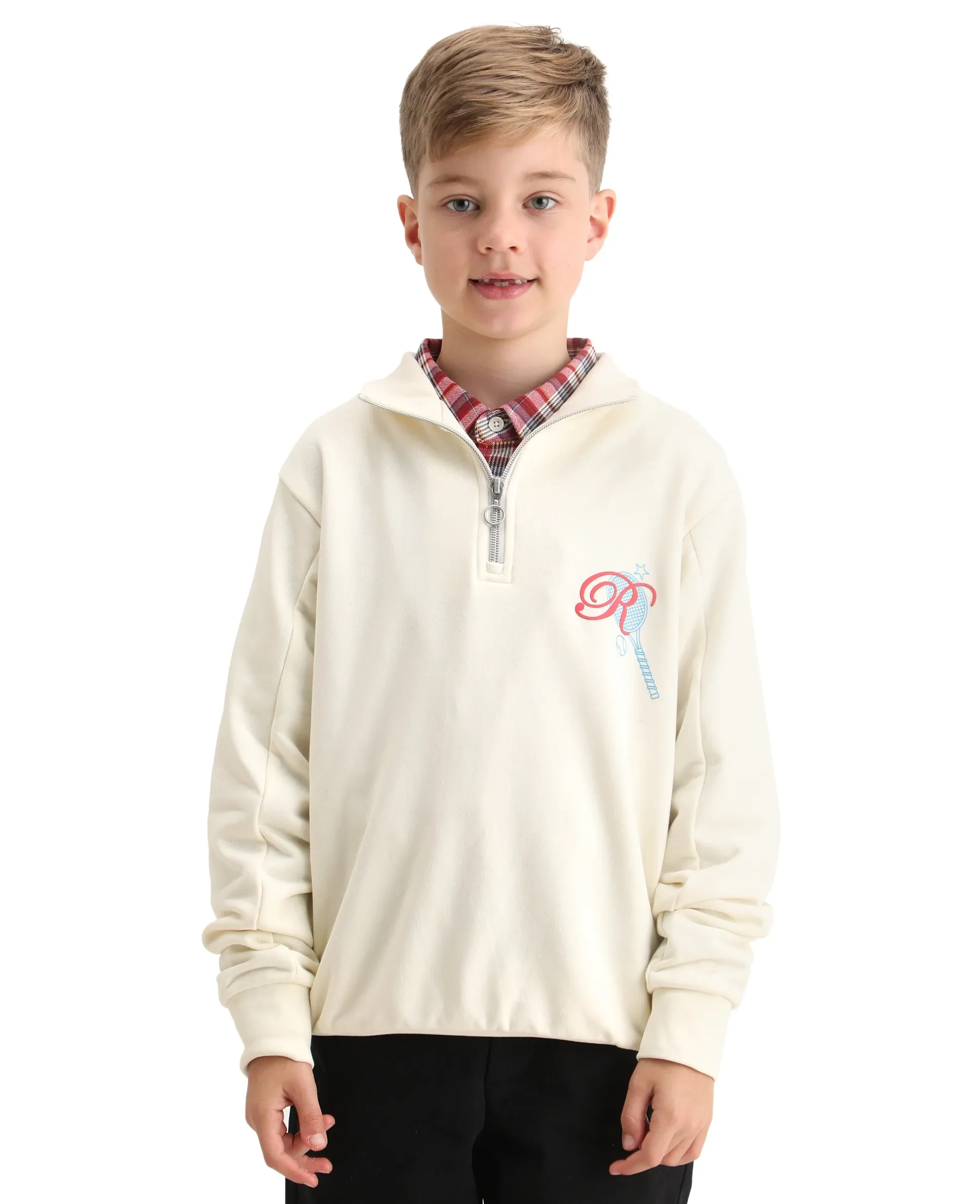 Rare Ones Kids Theo Off White Cotton Pull On Crew Neck Full Sleeves Fit Sweatshirt - Image 5