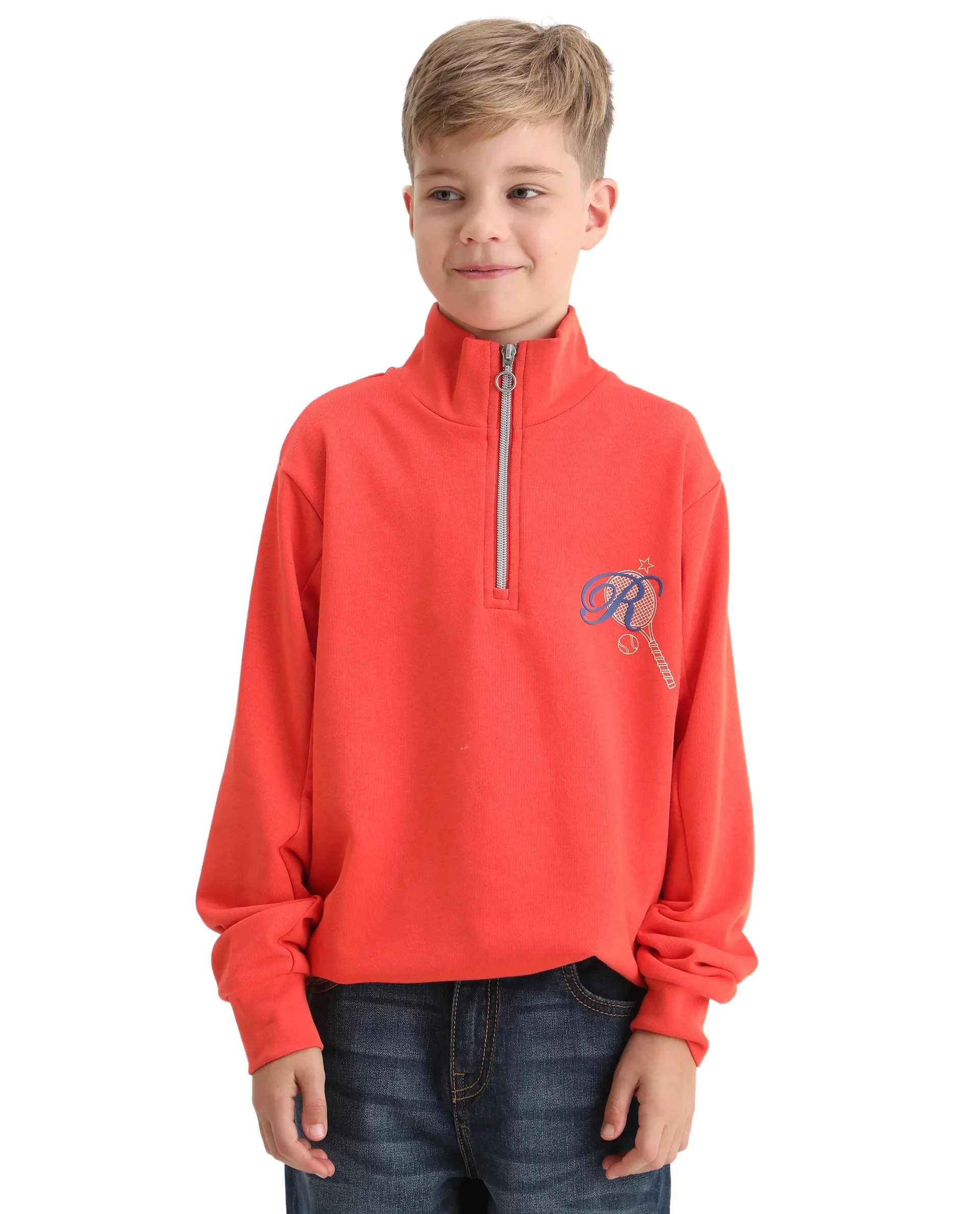 Rare Ones Kids Theo Orange Cotton Pull On Crew Neck Full Sleeves Fit Sweatshirt - Image 3
