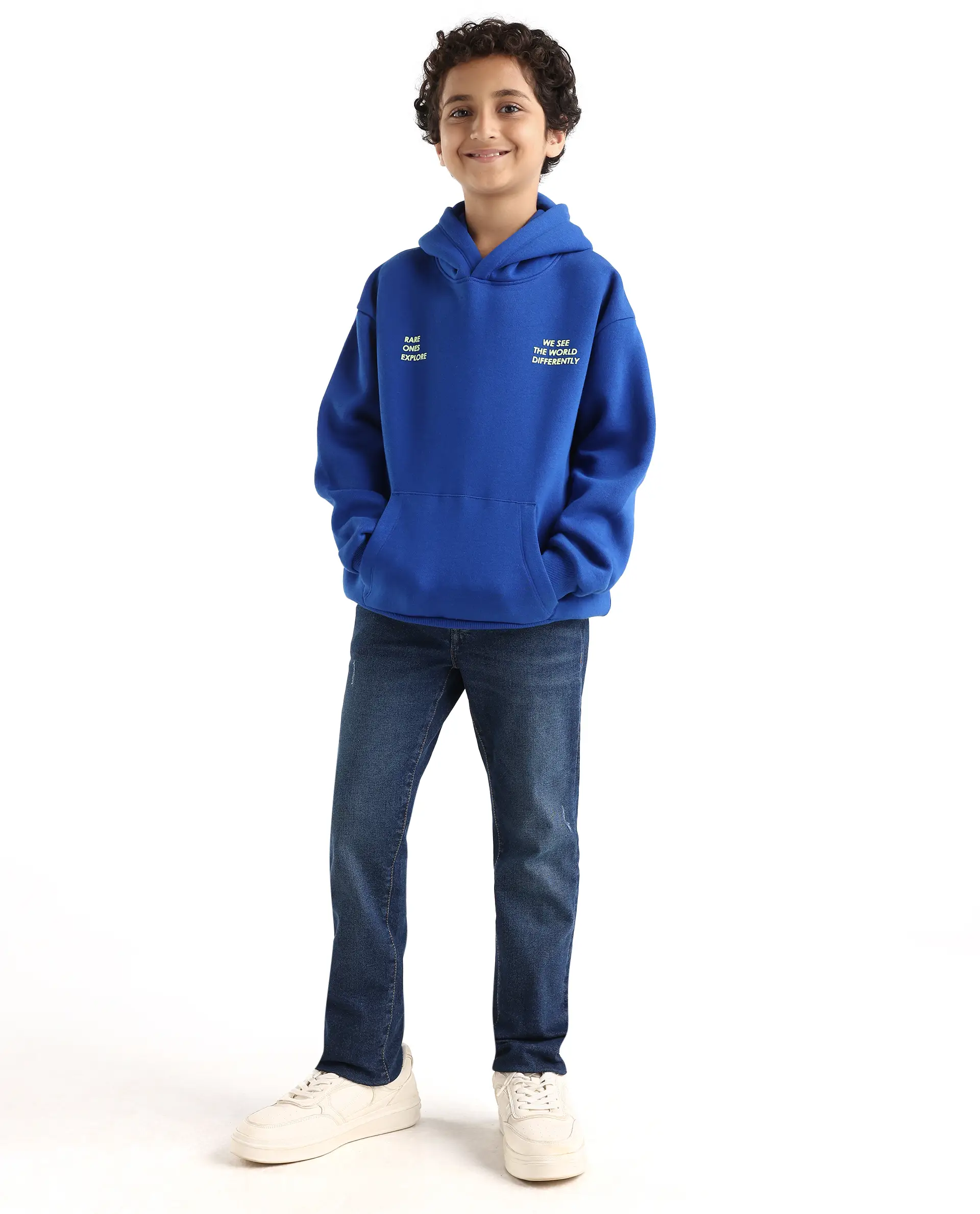 Rare Ones Kids Tito Dark Blue Cotton Blend Pull-On Closure Hd Print Full Sleeves Oversized Sweatshirt - Image 2