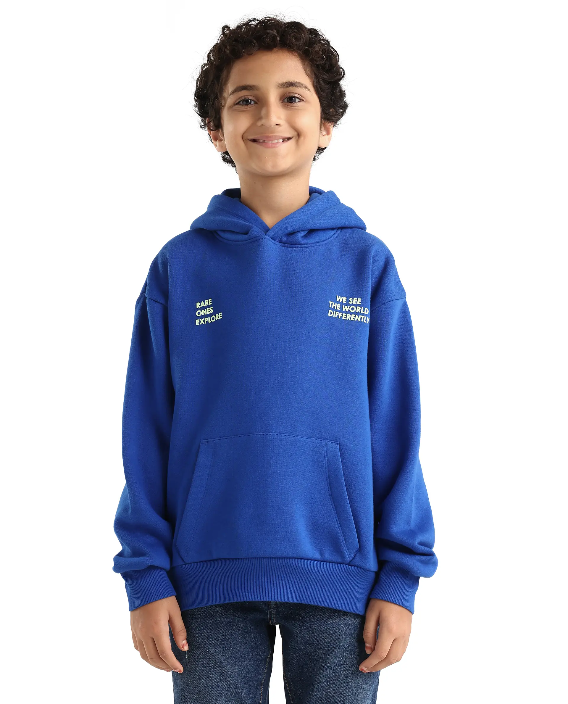 Rare Ones Kids Tito Dark Blue Cotton Blend Pull-On Closure Hd Print Full Sleeves Oversized Sweatshirt - Image 3