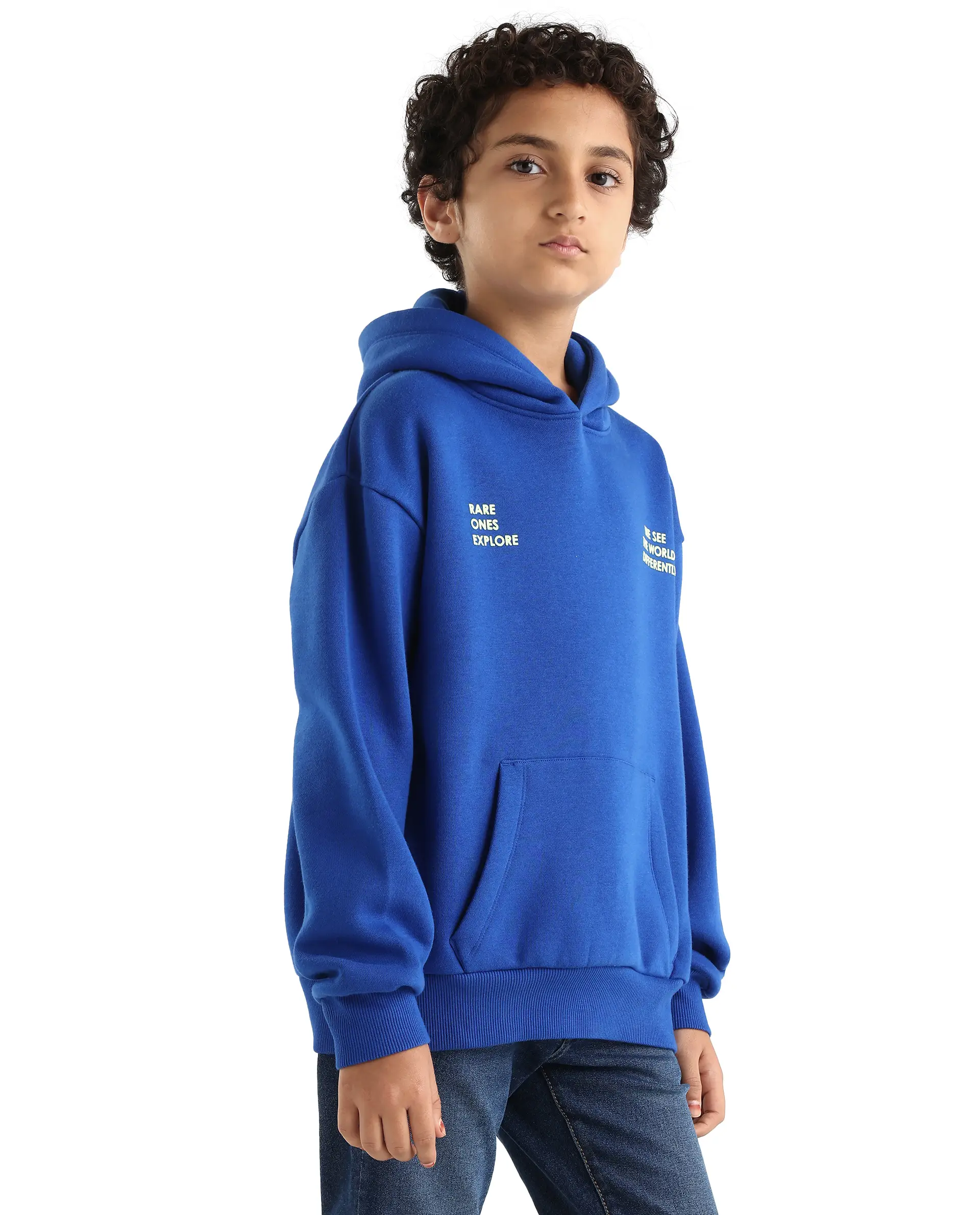 Rare Ones Kids Tito Dark Blue Cotton Blend Pull-On Closure Hd Print Full Sleeves Oversized Sweatshirt - Image 6