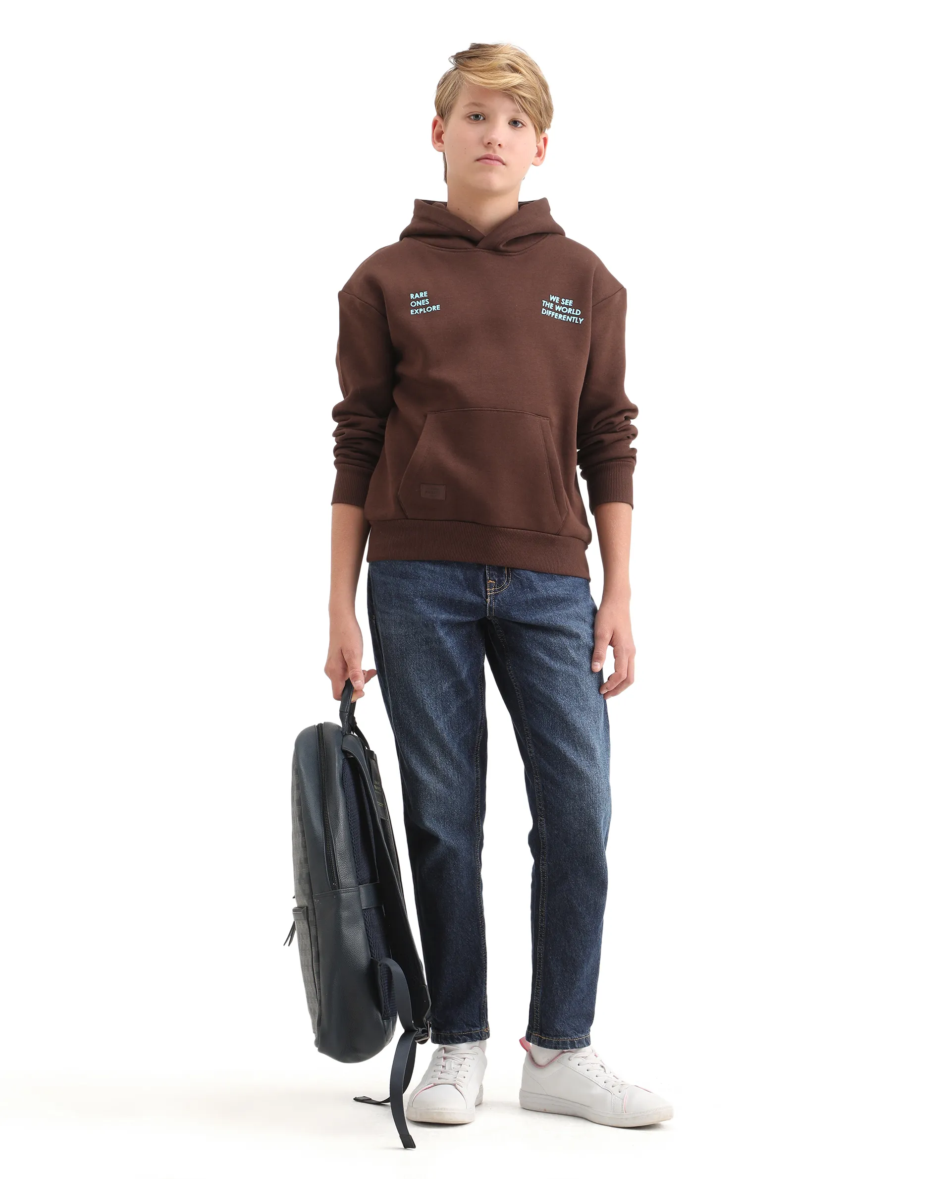 Rare Ones Kids Tito Dark Brown Cotton Blend Pull-On Closure Hd Print Full Sleeves Oversized Sweatshirt - Image 2