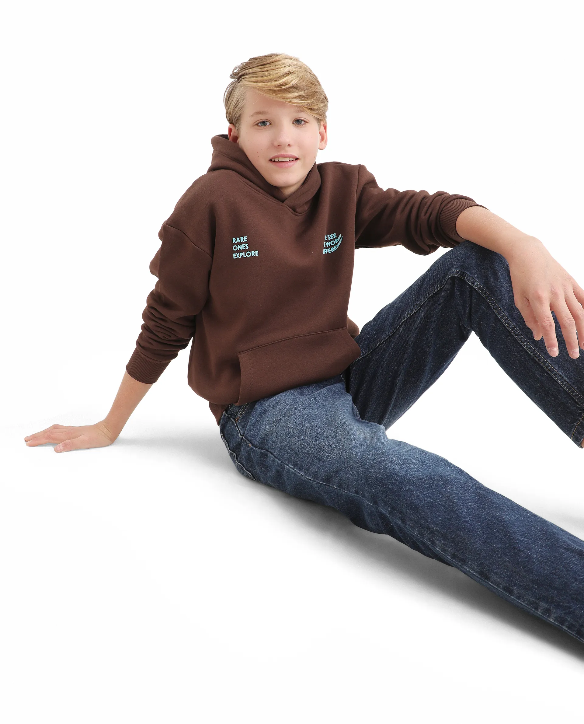 Rare Ones Kids Tito Dark Brown Cotton Blend Pull-On Closure Hd Print Full Sleeves Oversized Sweatshirt - Image 3