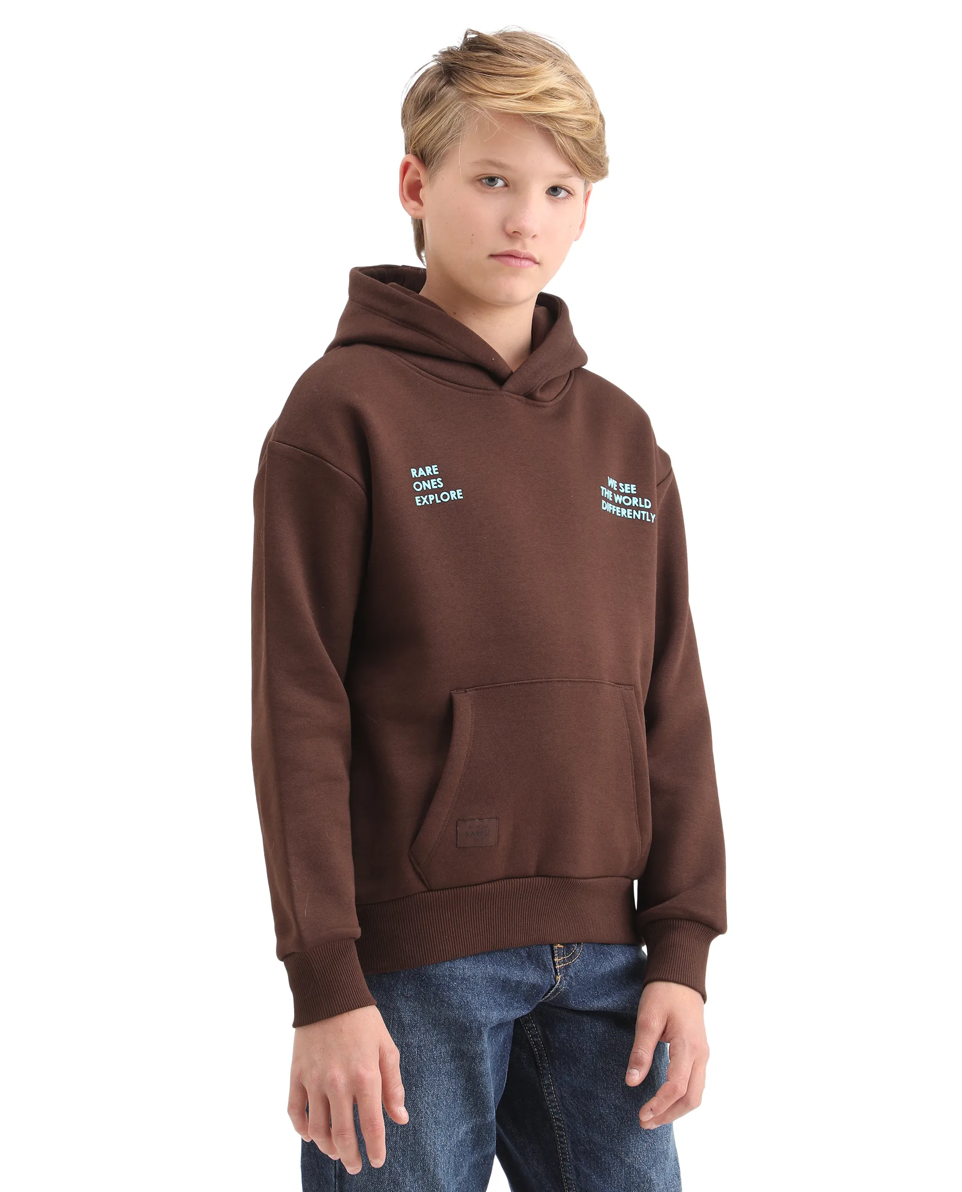 Rare Ones Kids Tito Dark Brown Cotton Blend Pull-On Closure Hd Print Full Sleeves Oversized Sweatshirt - Image 7