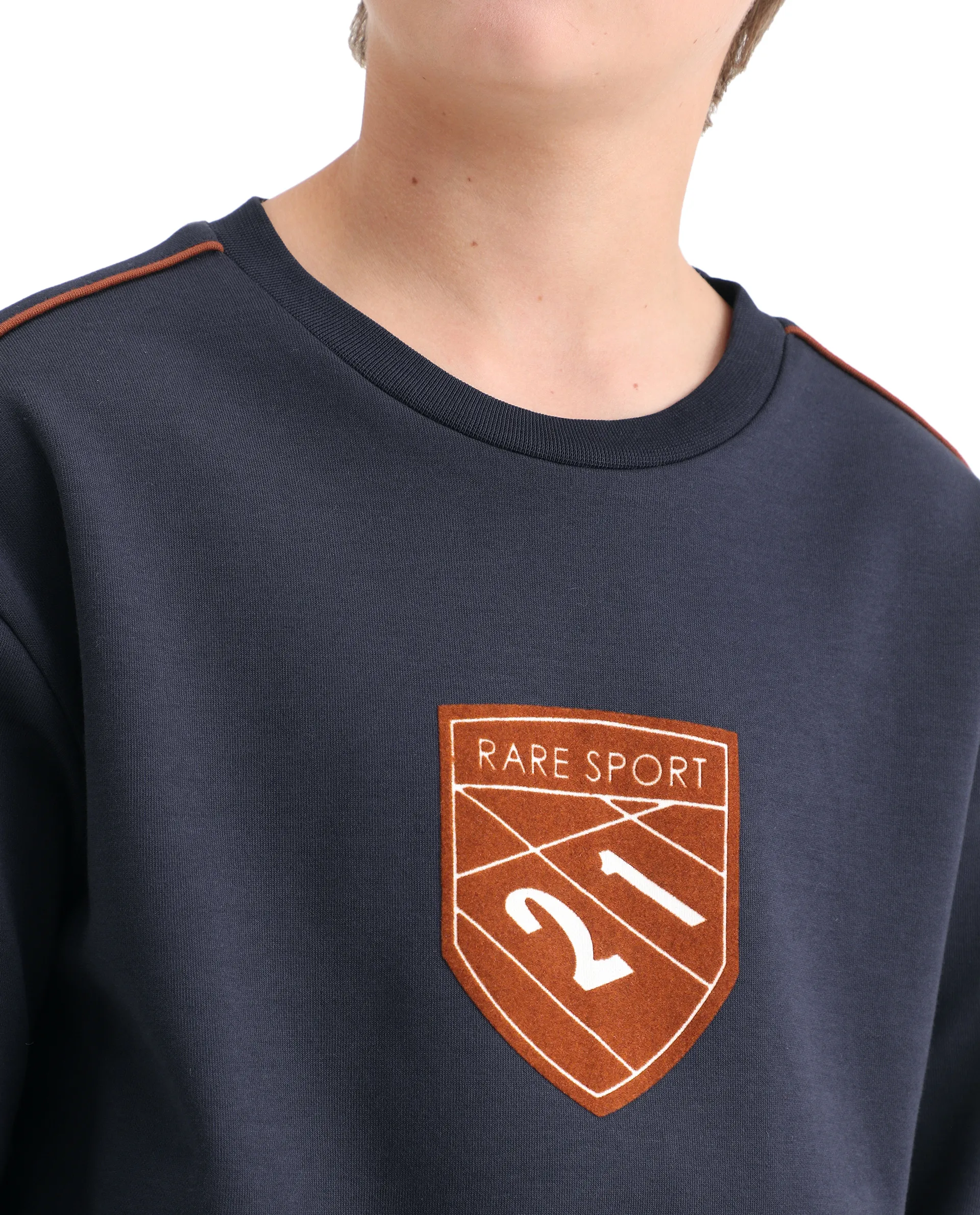 Rare Ones Kids Vance Navy Cotton Blend Slip-On Closure Flock Print Oversized Sweatshirt - Image 4