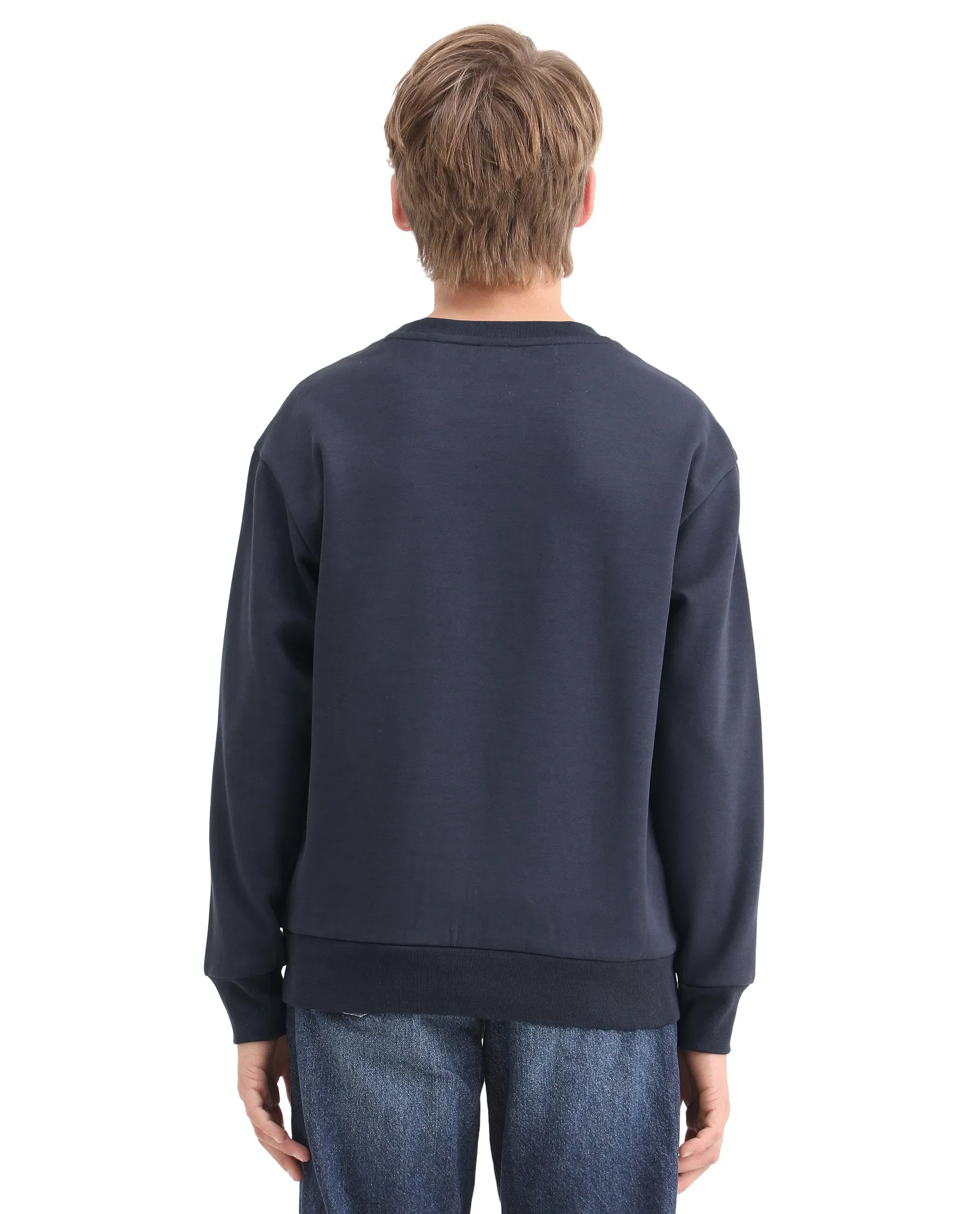 Rare Ones Kids Vance Navy Cotton Blend Slip-On Closure Flock Print Oversized Sweatshirt - Image 8