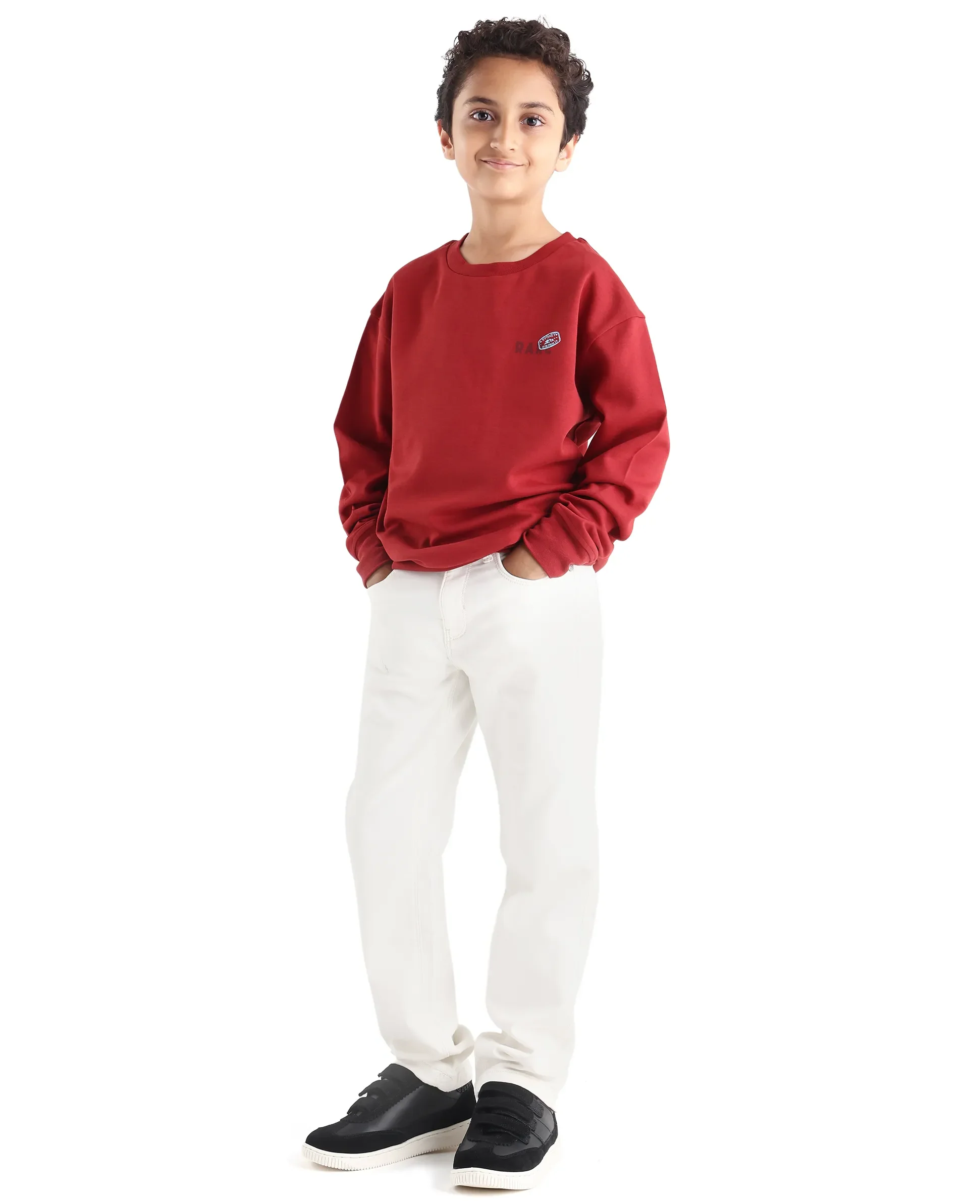 Rare Ones Kids Waro Dark Red Cotton Blend Puff Print Oversized Sweatshirt - Image 2