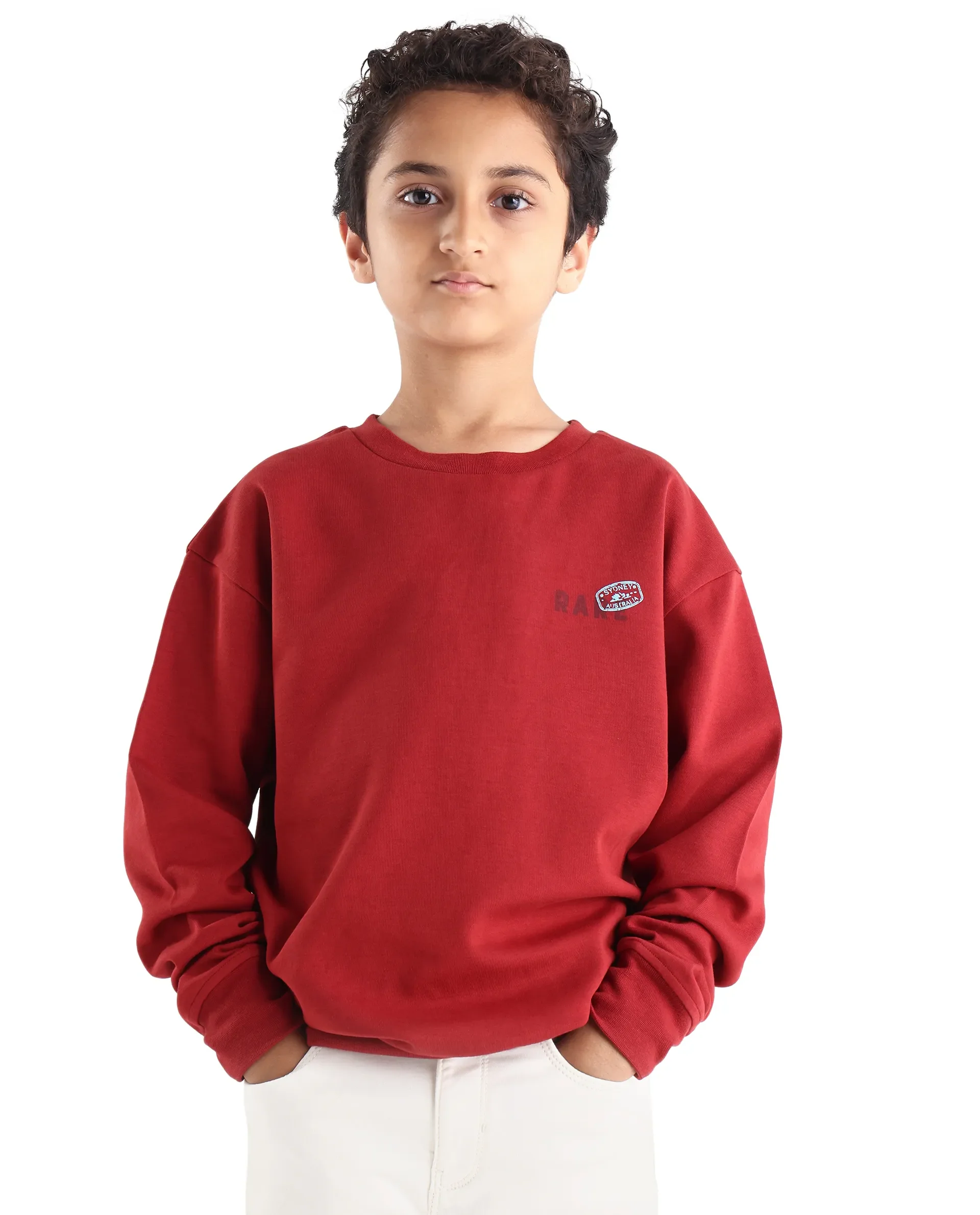 Rare Ones Kids Waro Dark Red Cotton Blend Puff Print Oversized Sweatshirt - Image 4