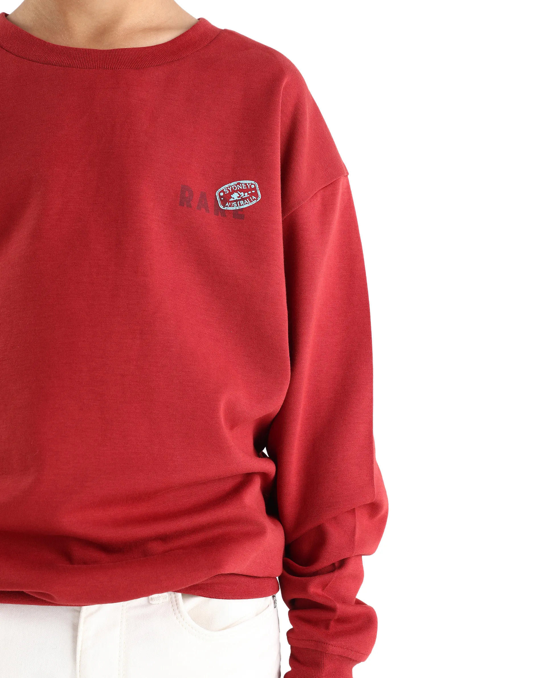 Rare Ones Kids Waro Dark Red Cotton Blend Puff Print Oversized Sweatshirt - Image 5
