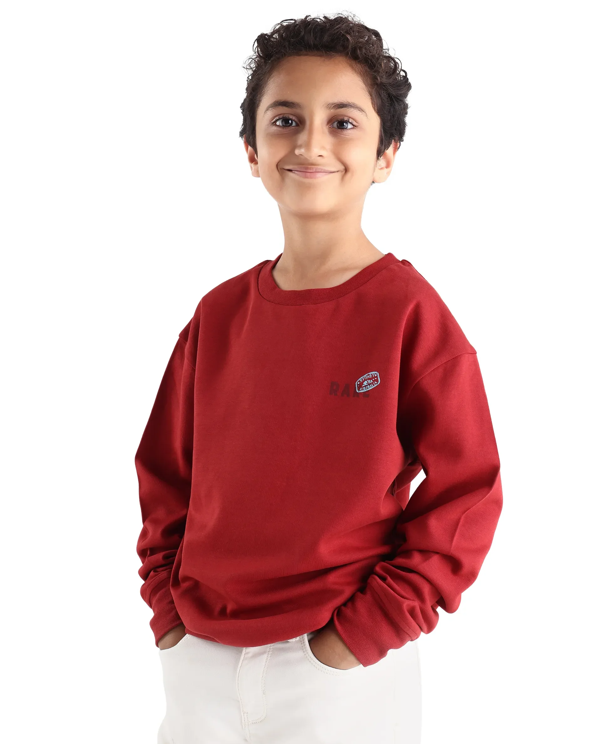 Rare Ones Kids Waro Dark Red Cotton Blend Puff Print Oversized Sweatshirt - Image 6
