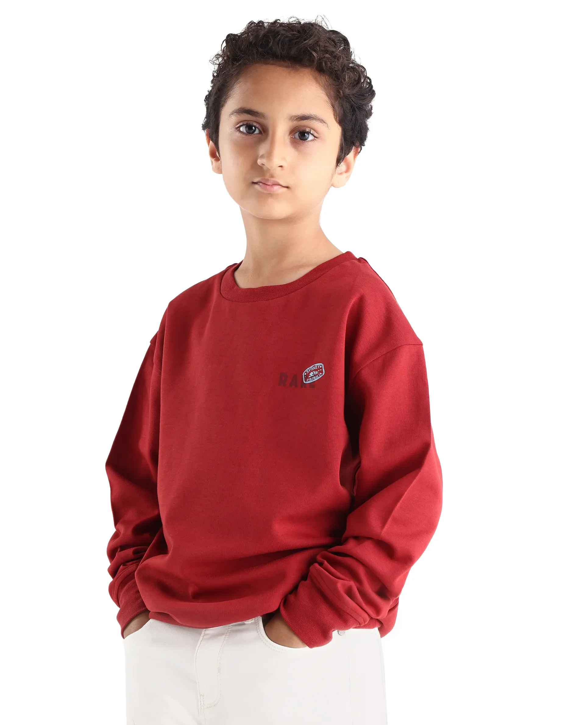 Rare Ones Kids Waro Dark Red Cotton Blend Puff Print Oversized Sweatshirt - Image 7