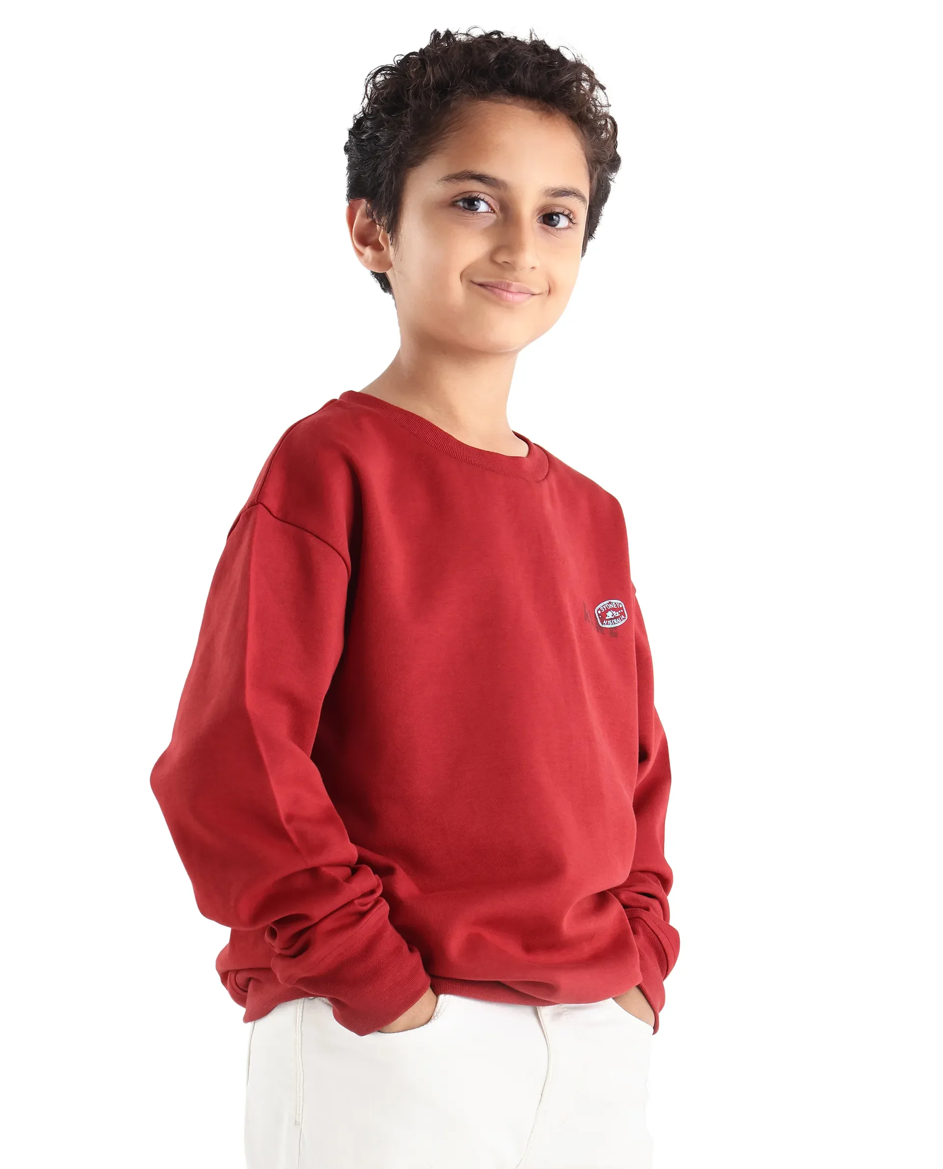 Rare Ones Kids Waro Dark Red Cotton Blend Puff Print Oversized Sweatshirt - Image 8