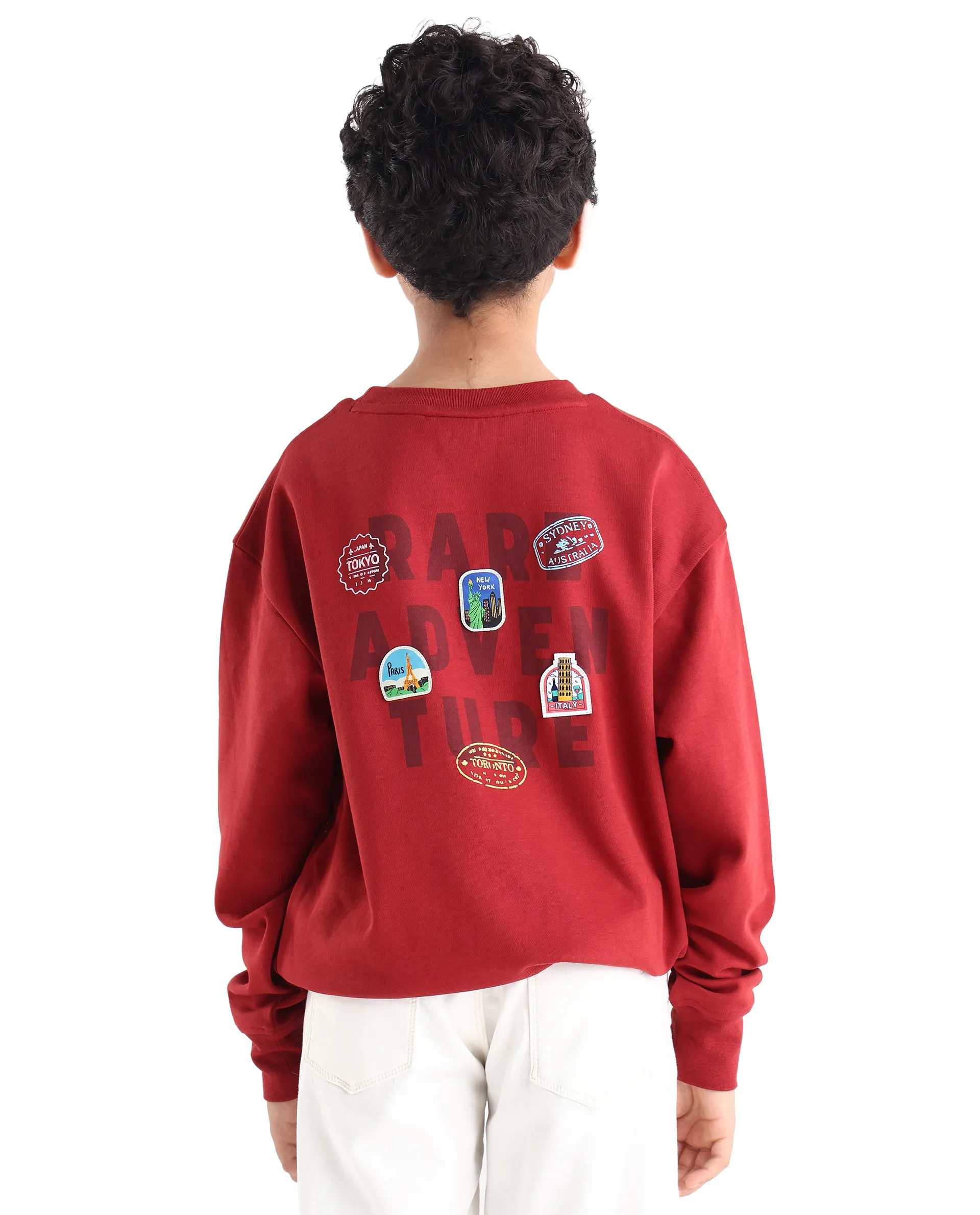 Rare Ones Kids Waro Dark Red Cotton Blend Puff Print Oversized Sweatshirt - Image 9
