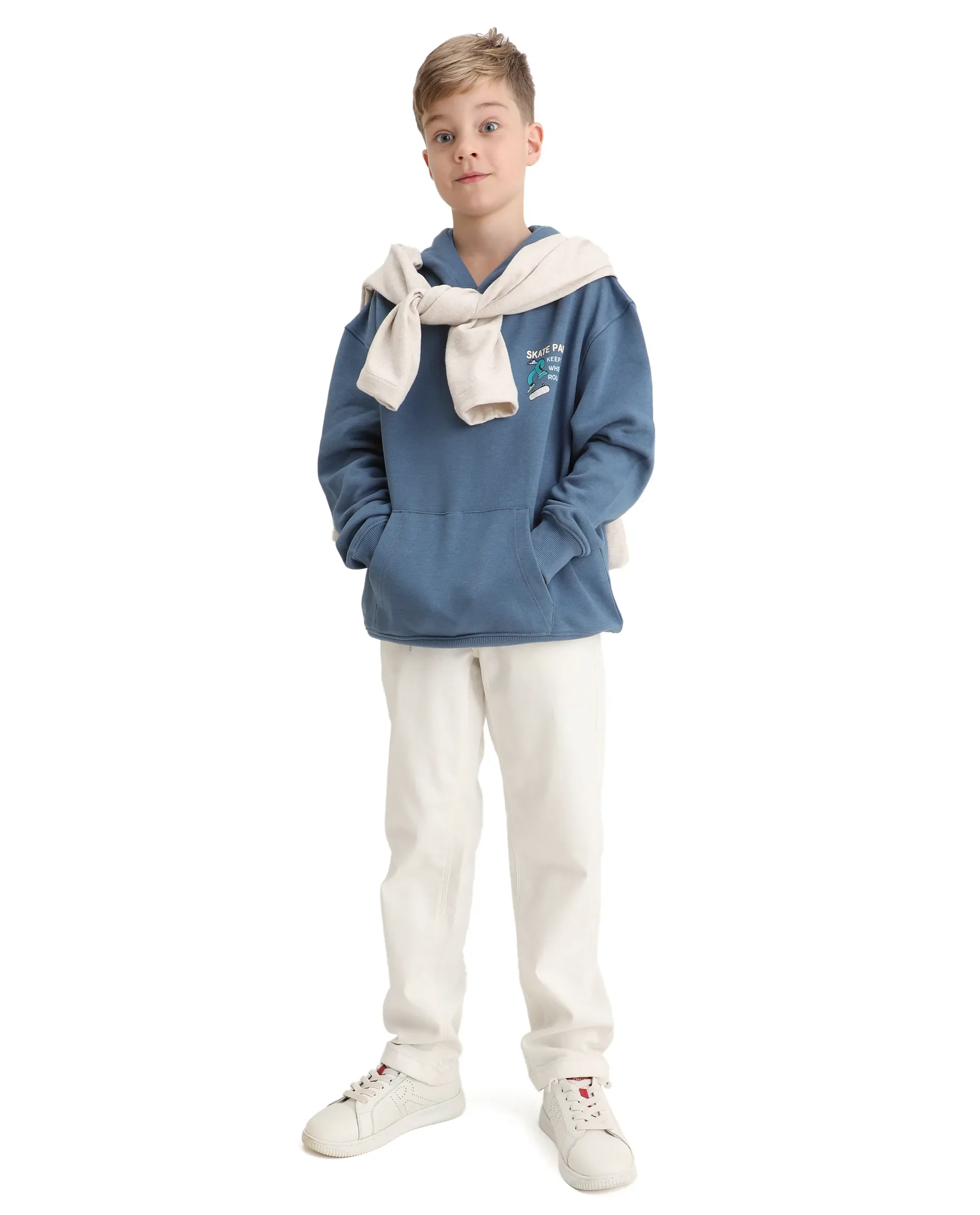 Rare Ones Kids Zaid Dusky Blue Cotton Blend Hd Print Oversized Sweatshirt - Image 2
