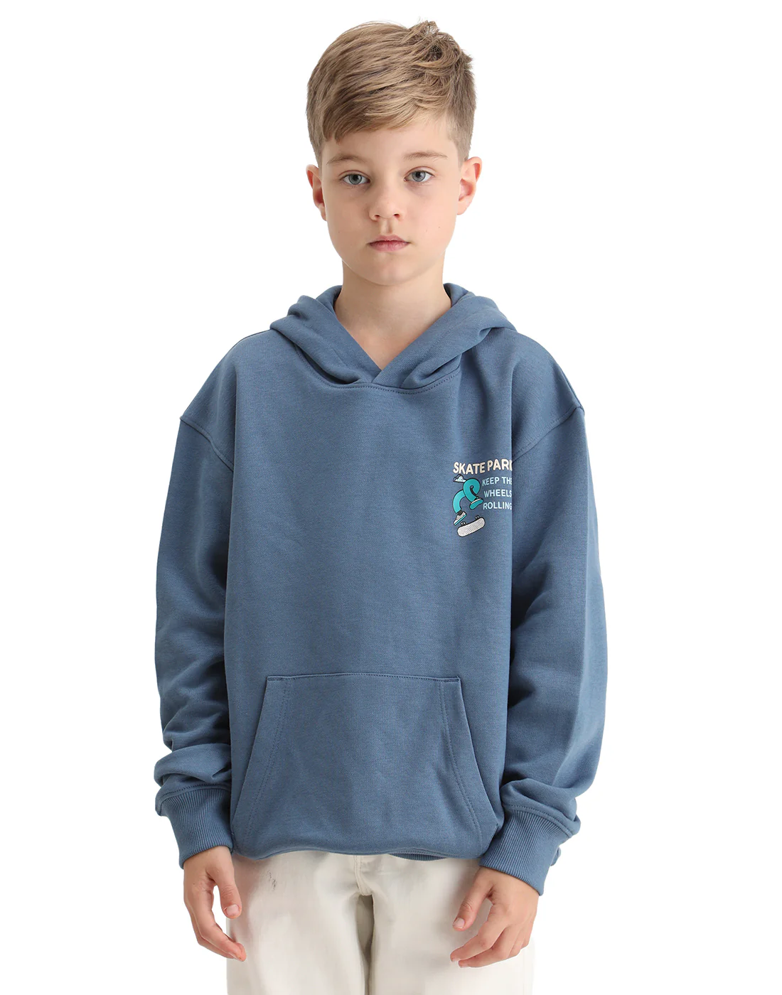 Rare Ones Kids Zaid Dusky Blue Cotton Blend Hd Print Oversized Sweatshirt - Image 3