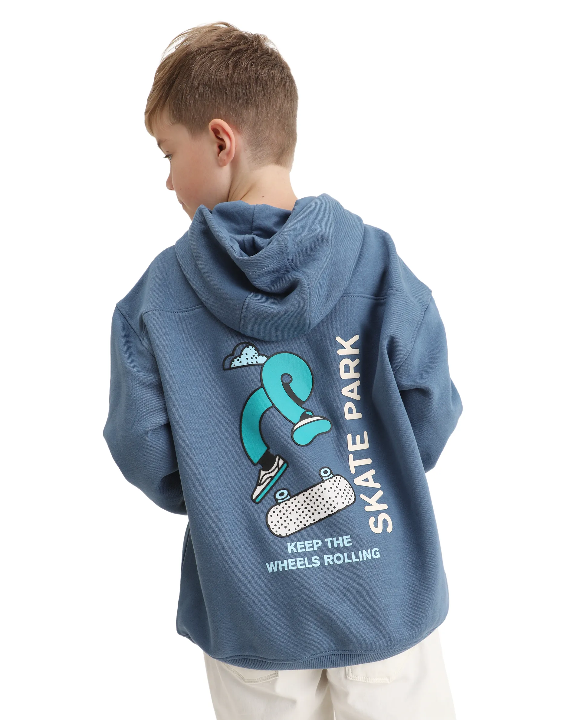 Rare Ones Kids Zaid Dusky Blue Cotton Blend Hd Print Oversized Sweatshirt - Image 4
