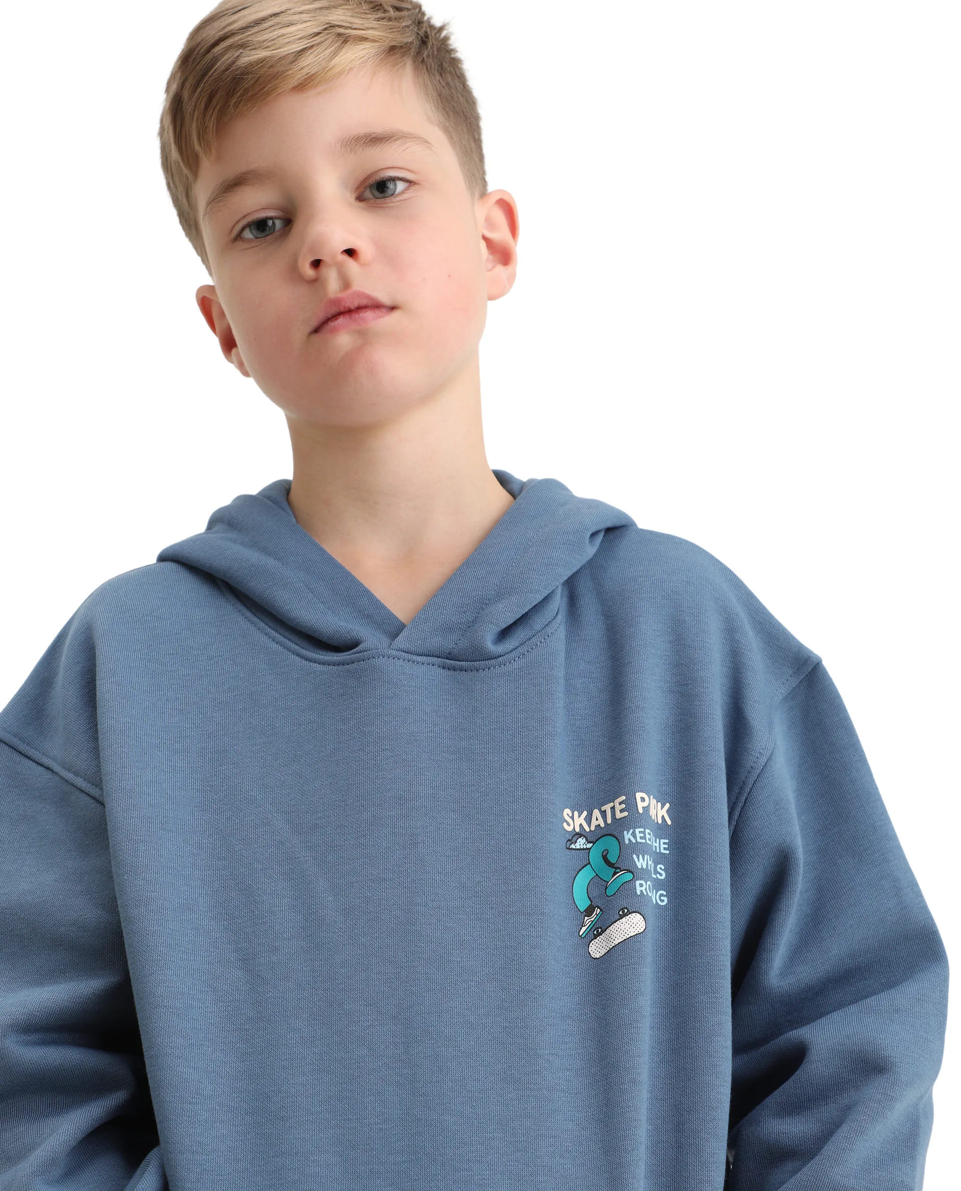 Rare Ones Kids Zaid Dusky Blue Cotton Blend Hd Print Oversized Sweatshirt - Image 6