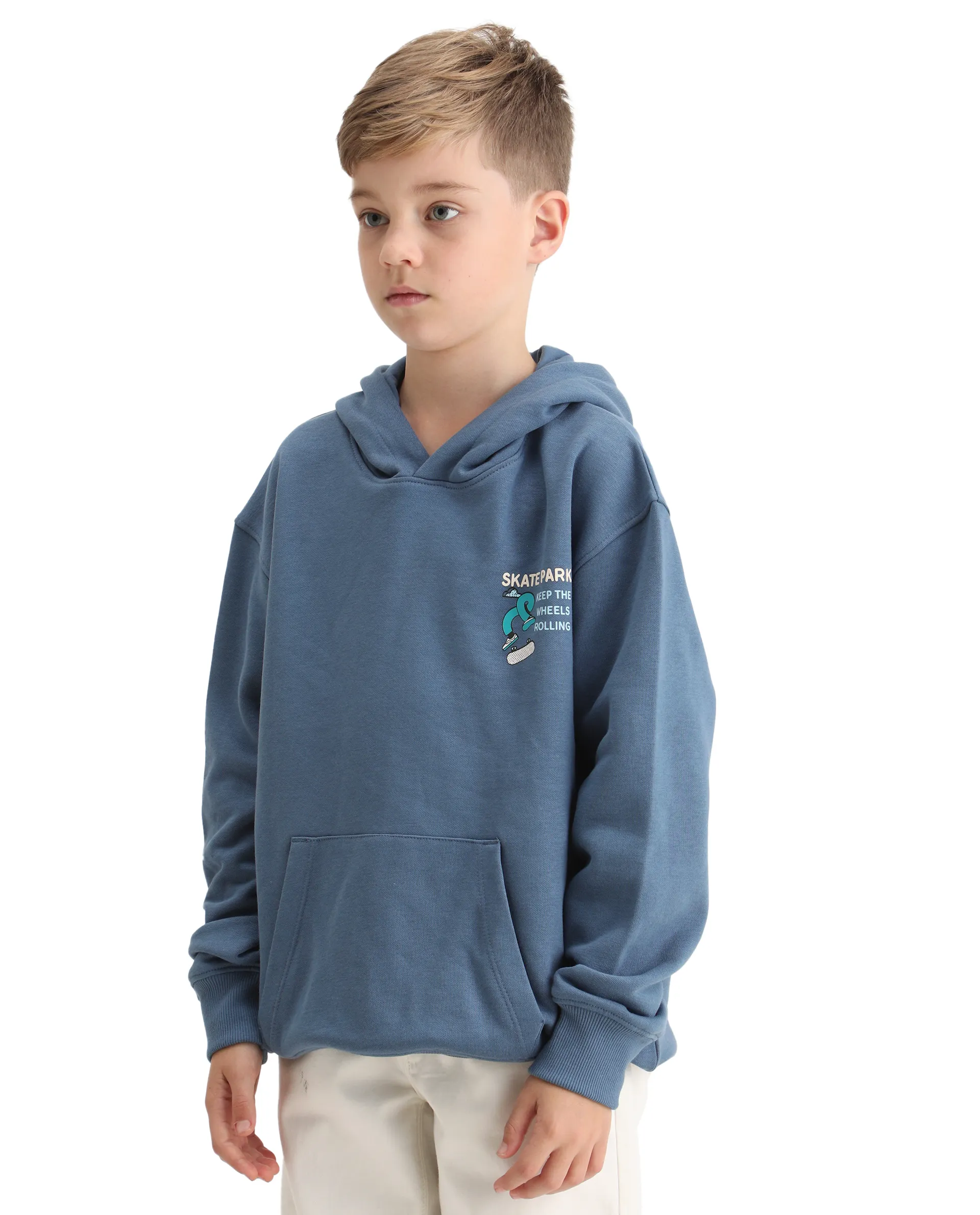 Rare Ones Kids Zaid Dusky Blue Cotton Blend Hd Print Oversized Sweatshirt - Image 7