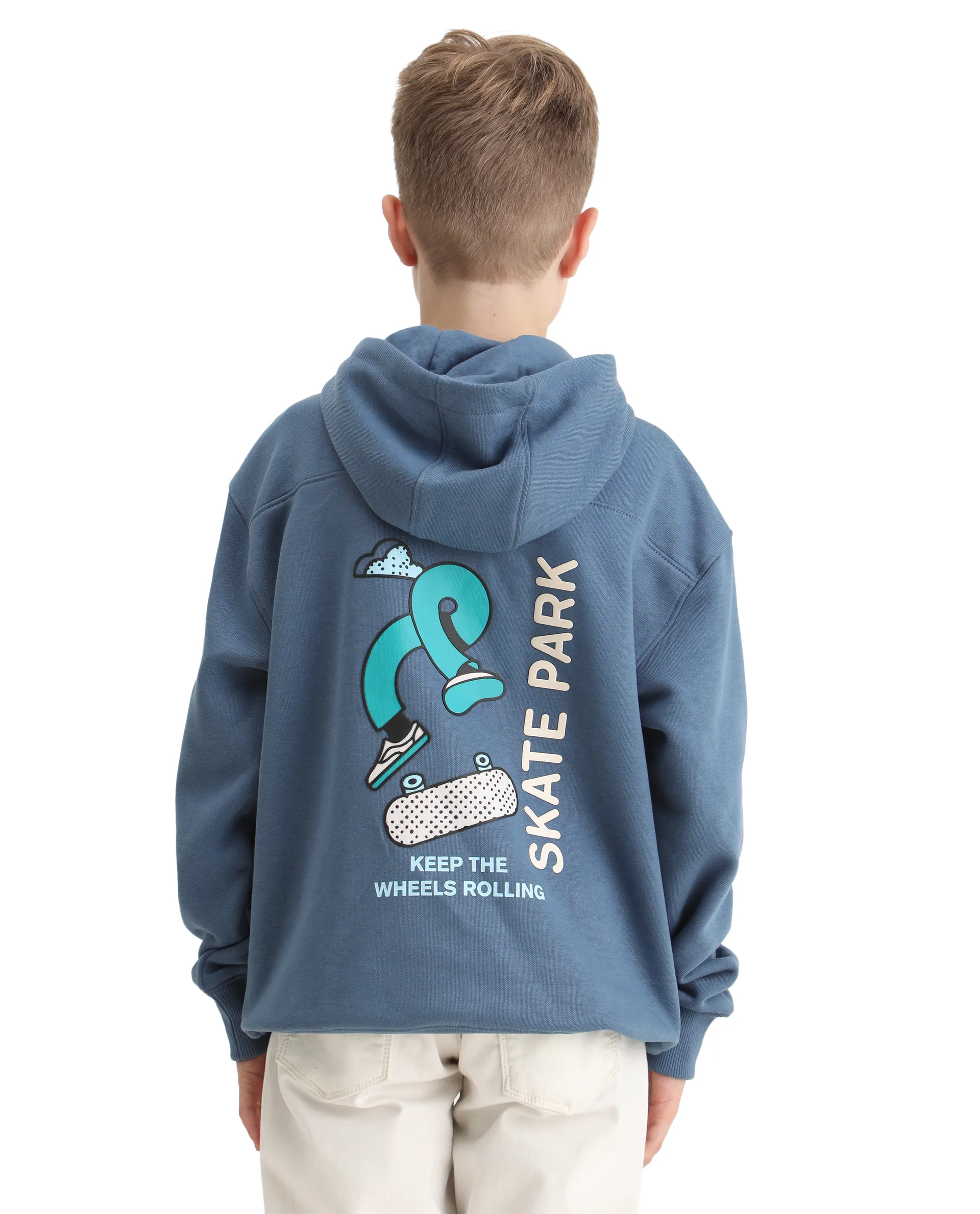 Rare Ones Kids Zaid Dusky Blue Cotton Blend Hd Print Oversized Sweatshirt - Image 8