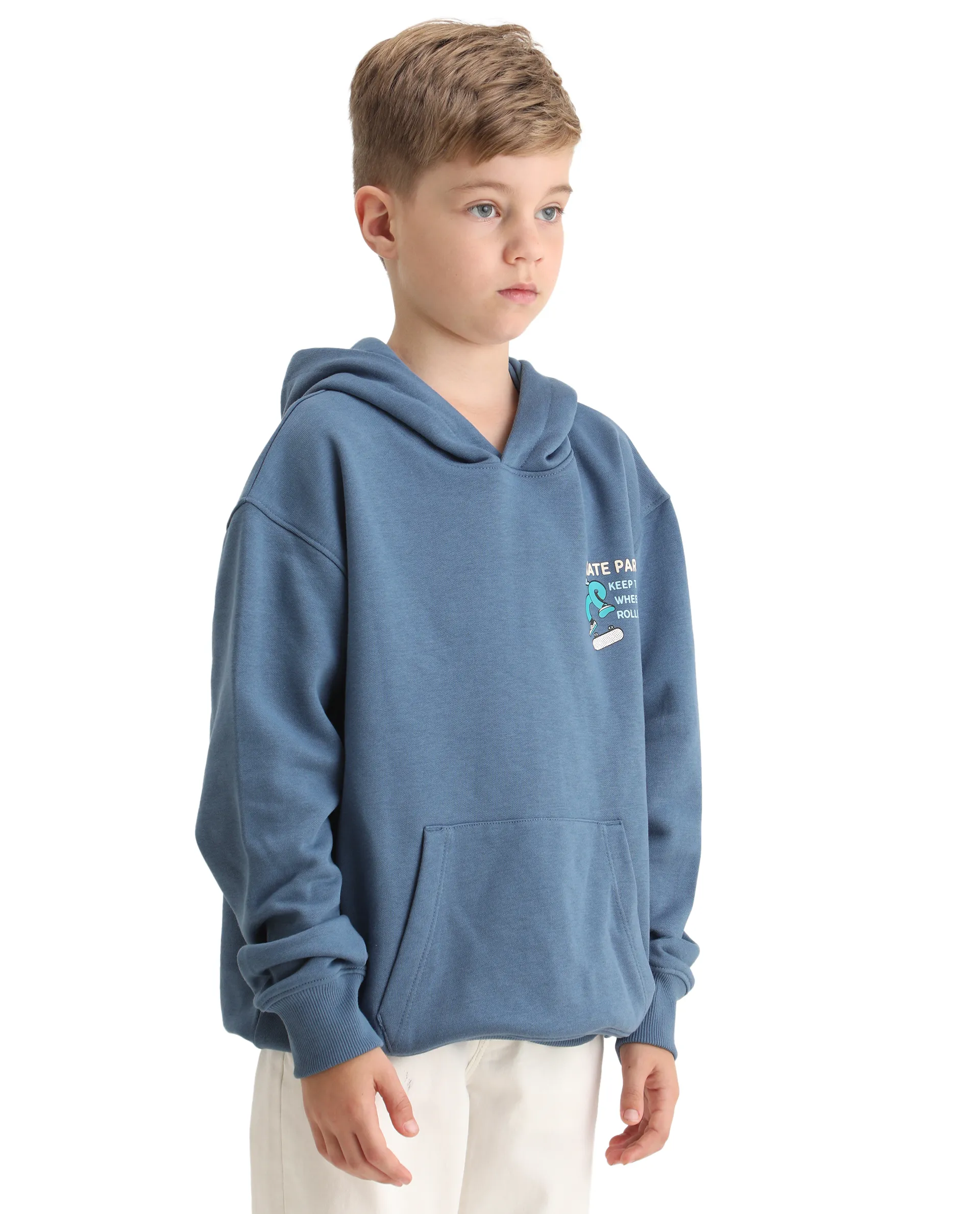 Rare Ones Kids Zaid Dusky Blue Cotton Blend Hd Print Oversized Sweatshirt - Image 9