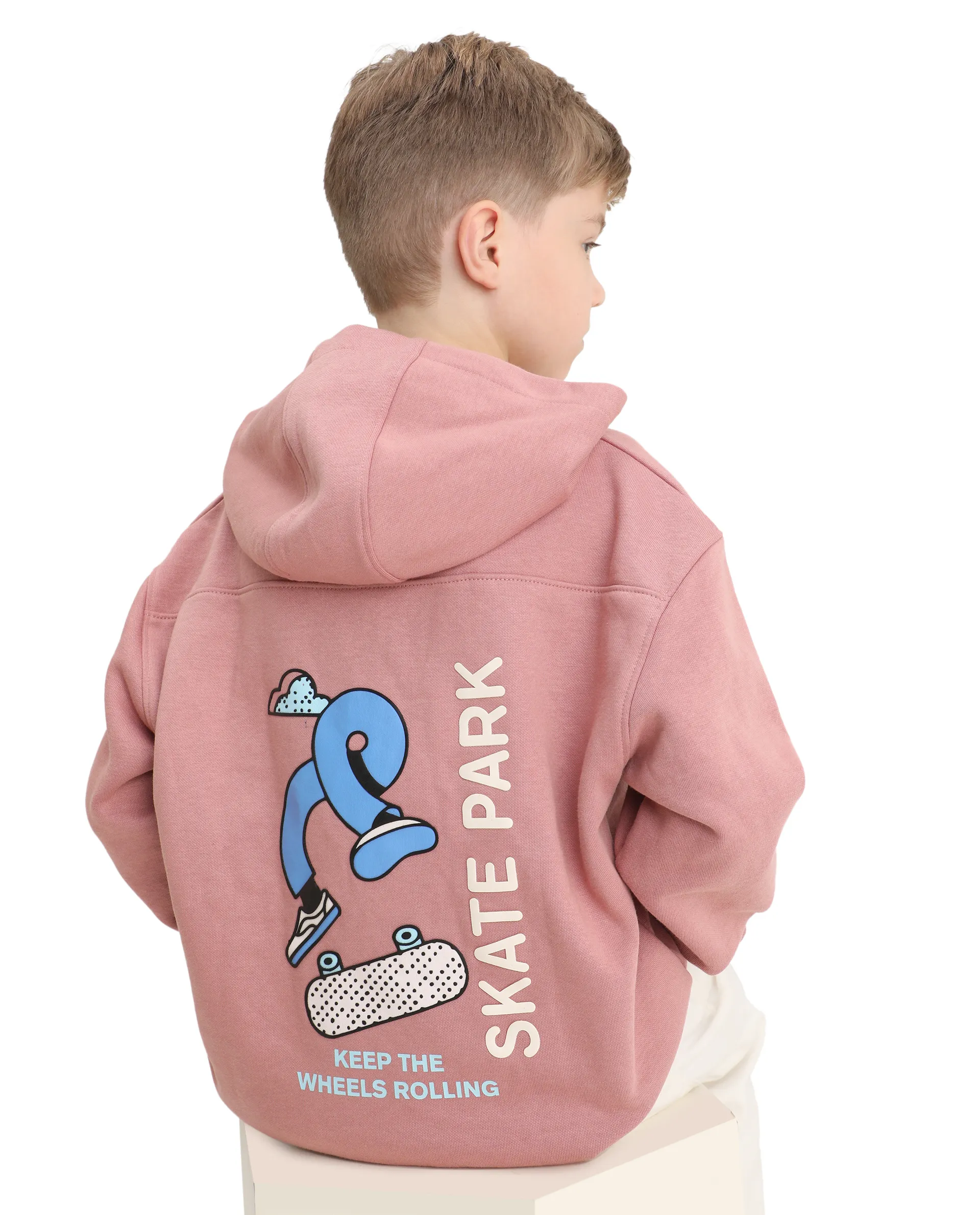 Rare Ones Kids Zaid Dusky Pink Cotton Blend Hd Print Oversized Sweatshirt - Image 5