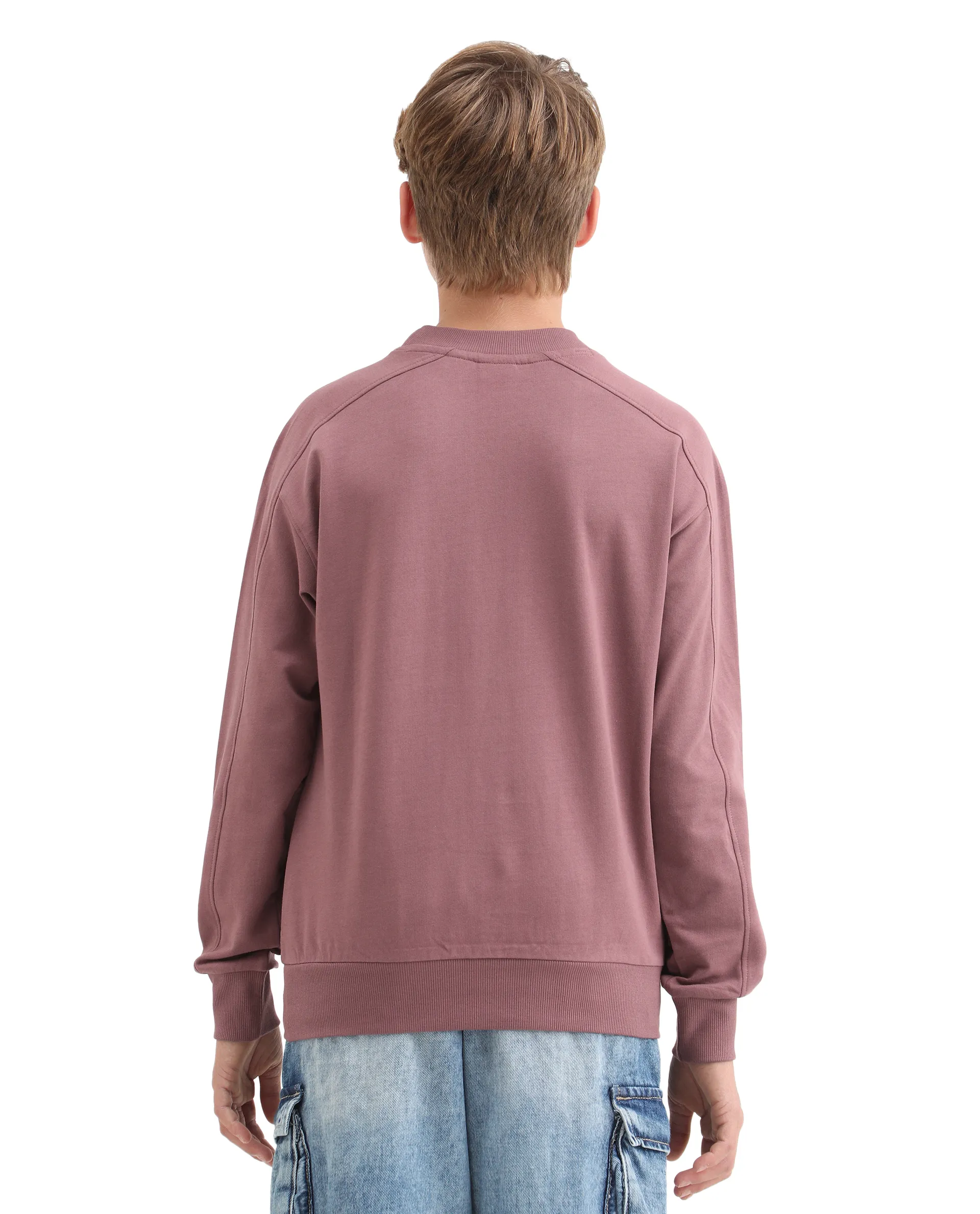 Rare Ones Kids Zayn Dusky Pink Cotton Pull On Crew Neck Full Sleeves Fit Sweatshirt - Image 8